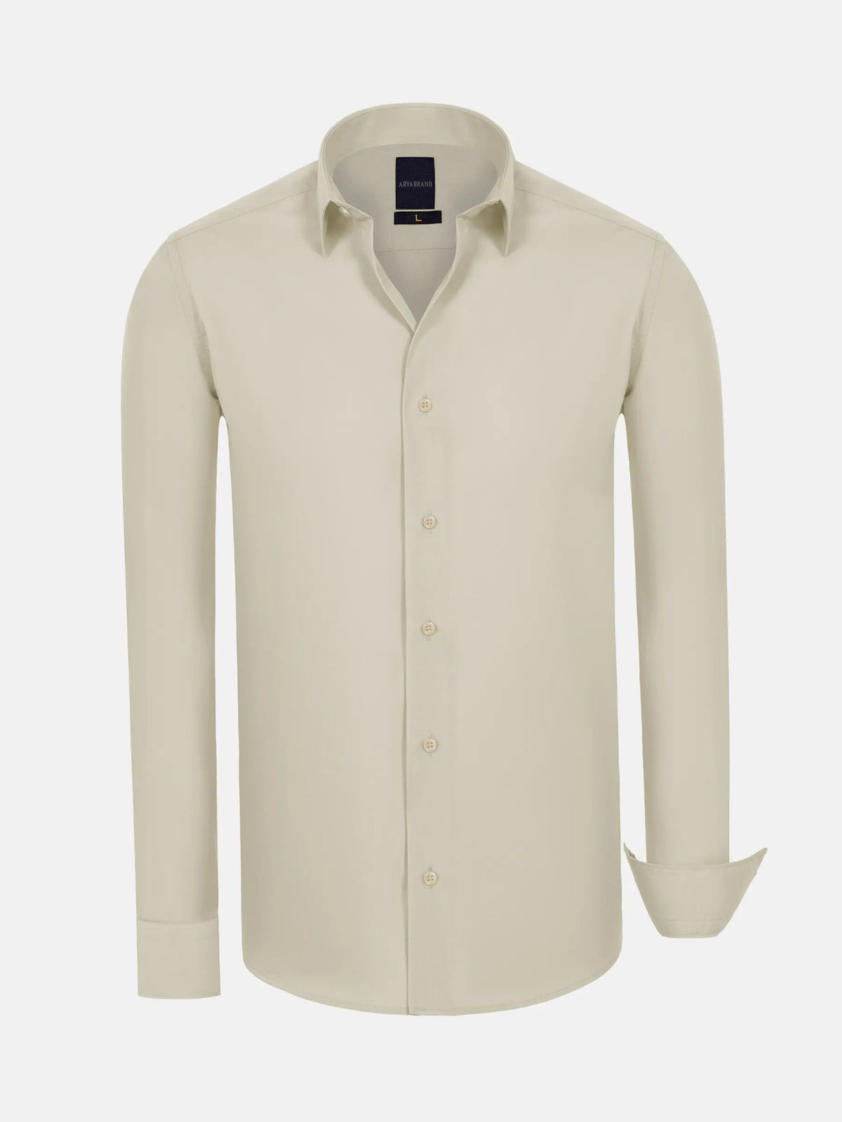 Leira Solid Light Off White Long Sleeve Shirt 6XL