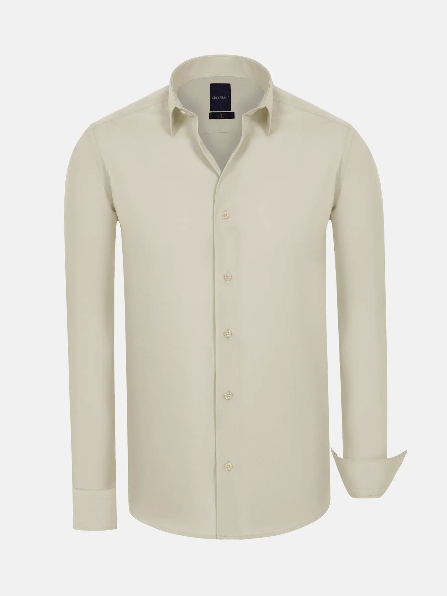 Leira Solid Light Off White Long Sleeve Shirt 6XL