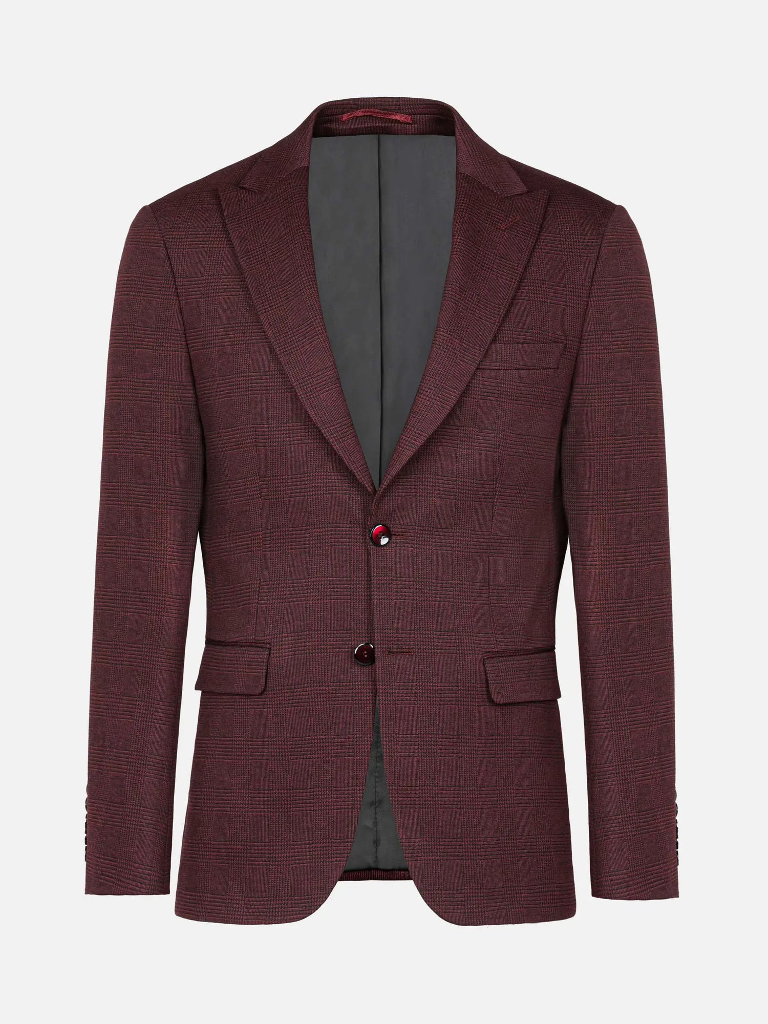 Red Wood Wide Lapel Dark Red Blk Suit Blazer 60