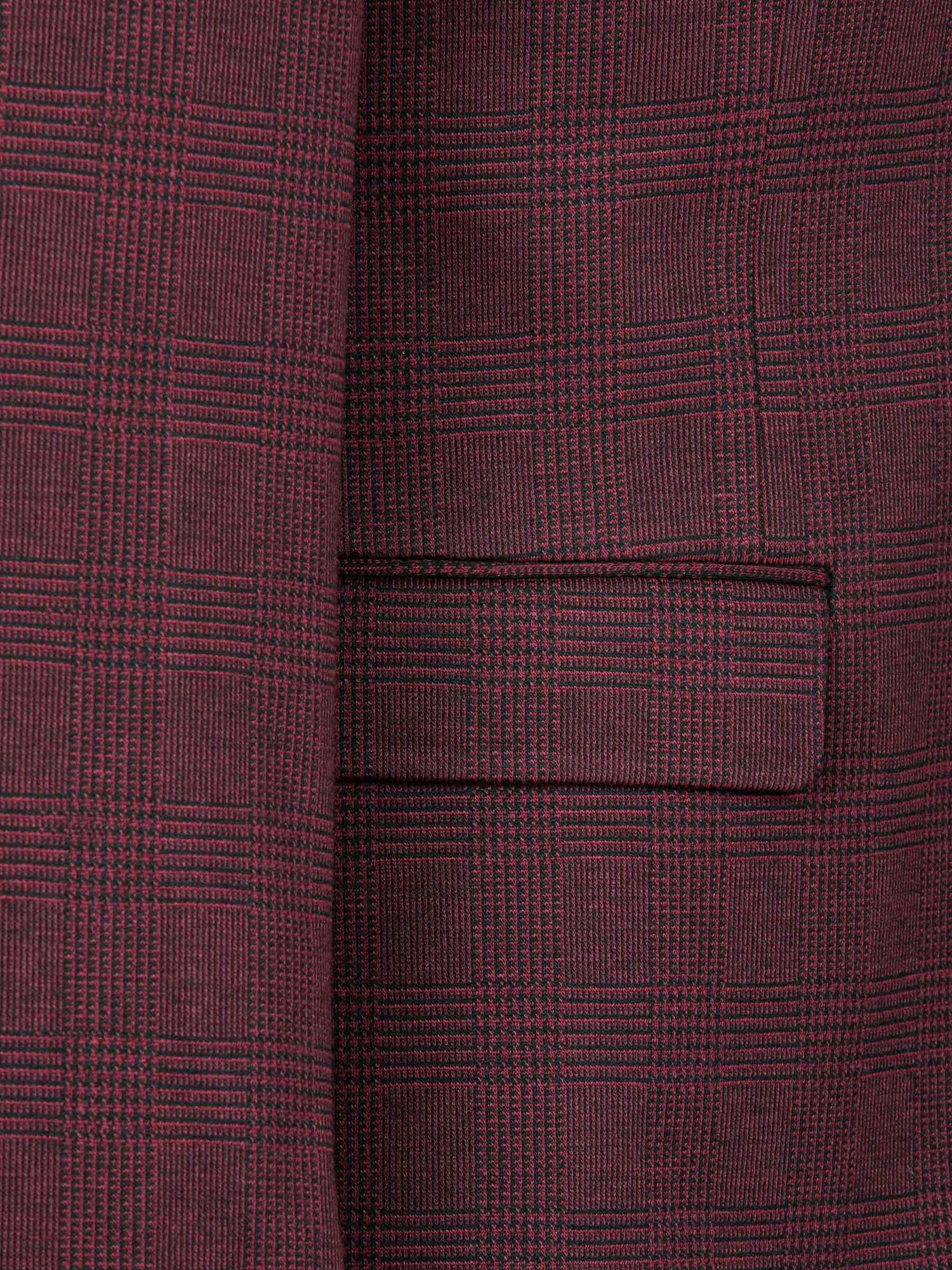 Red Wood Wide Lapel Dark Red Blk Suit Blazer 60