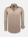 William Beige Slim Fit Mena Cotton Shirt 6XL