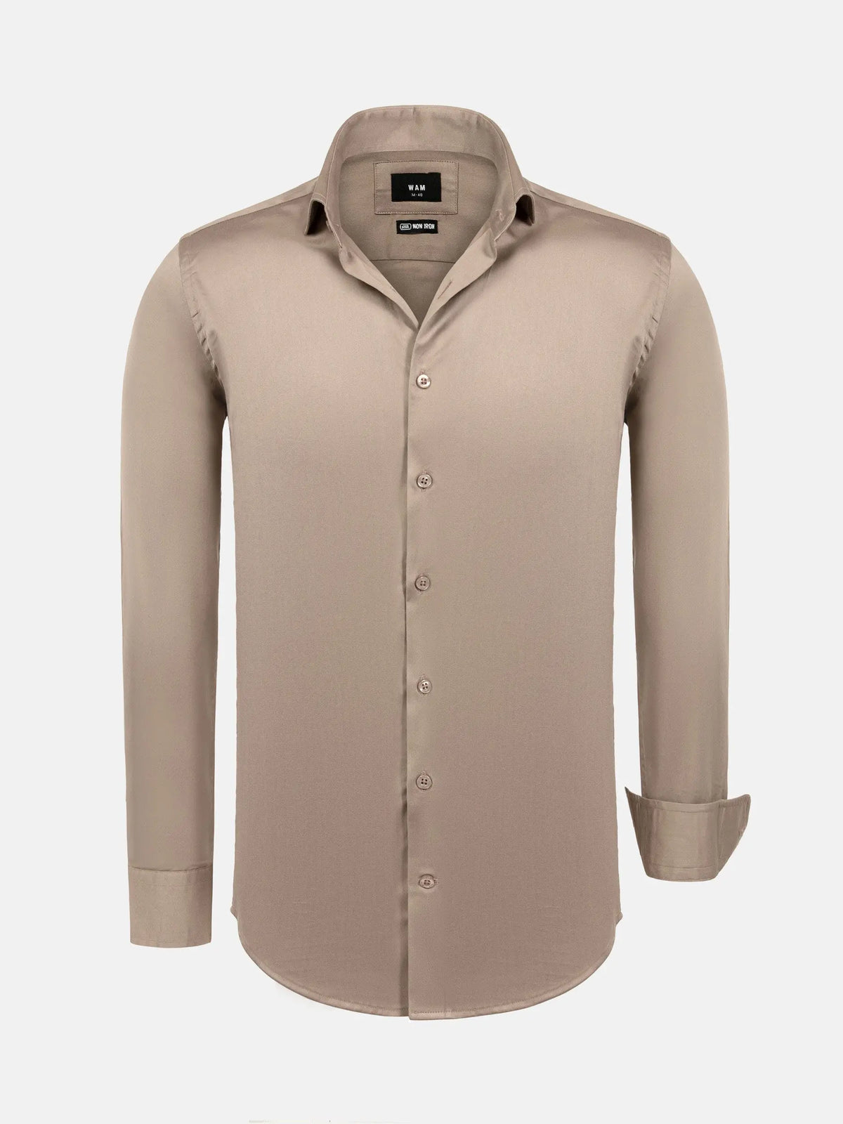 William Beige Slim Fit Mena Cotton Shirt 6XL
