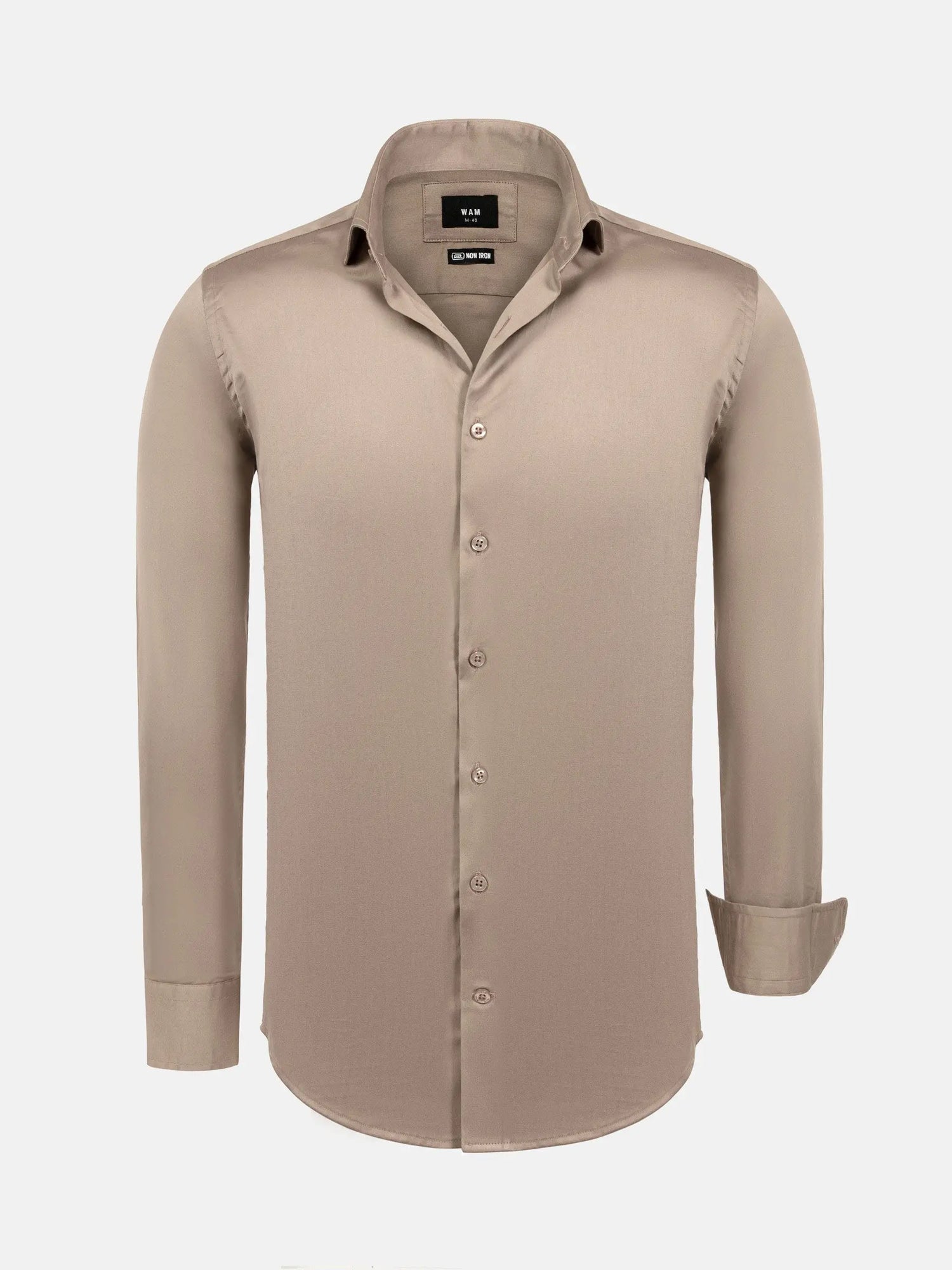 William Beige Slim Fit Mena Cotton Shirt 6XL