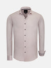 Light beige dress shirt with small purple pattern, long sleeves. – Wam Denim.