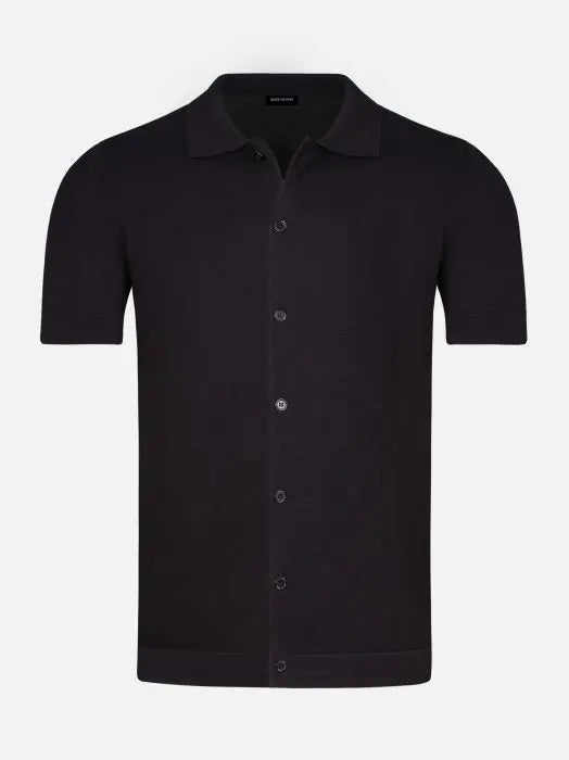 James Full Button-Down Black Polo 6XL