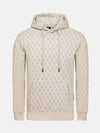 Beige patterned hoodie with drawstrings and front pocket, featuring geometric design – Wam Denim.