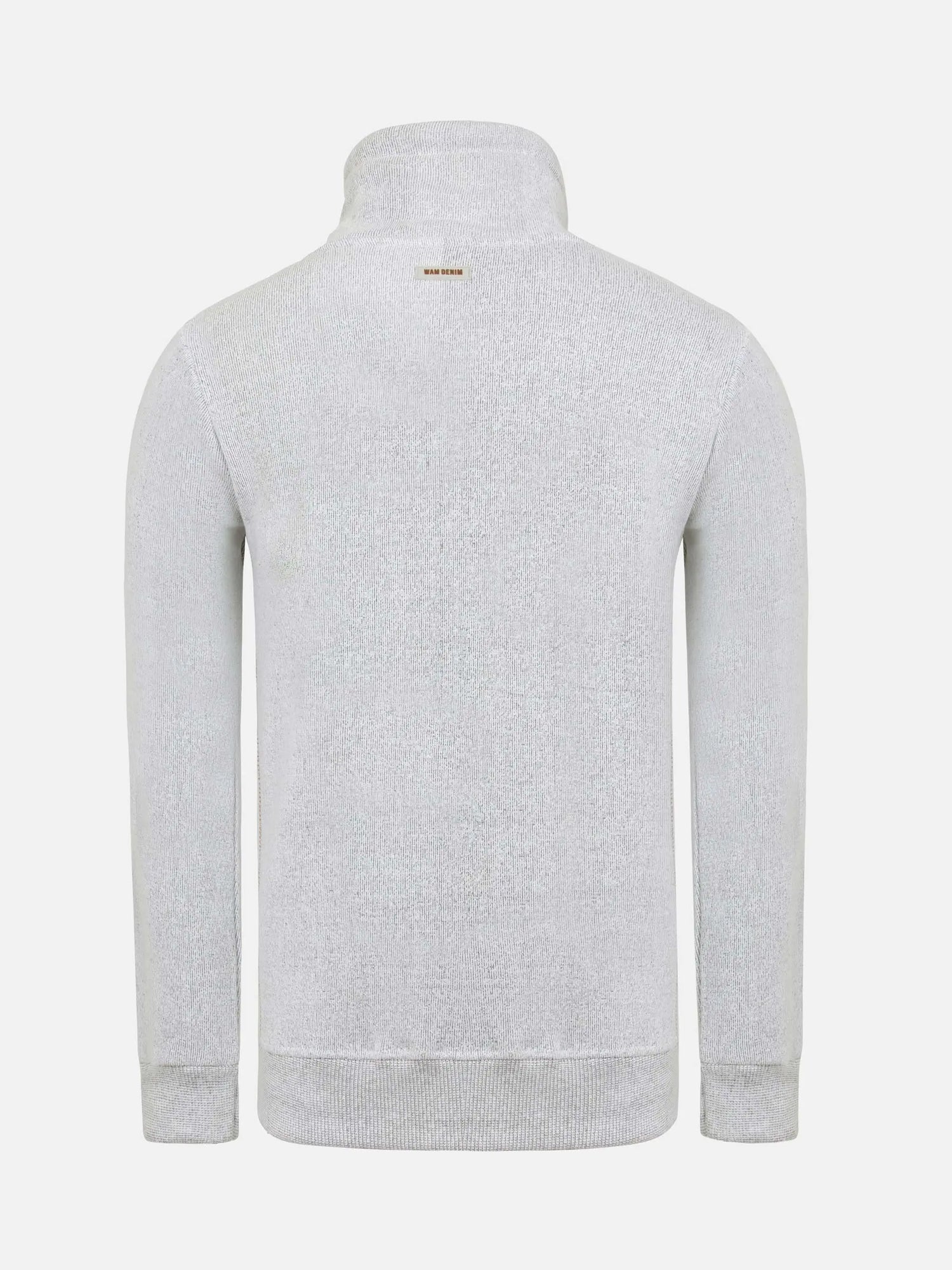 Gray zip-up sweater on a white background