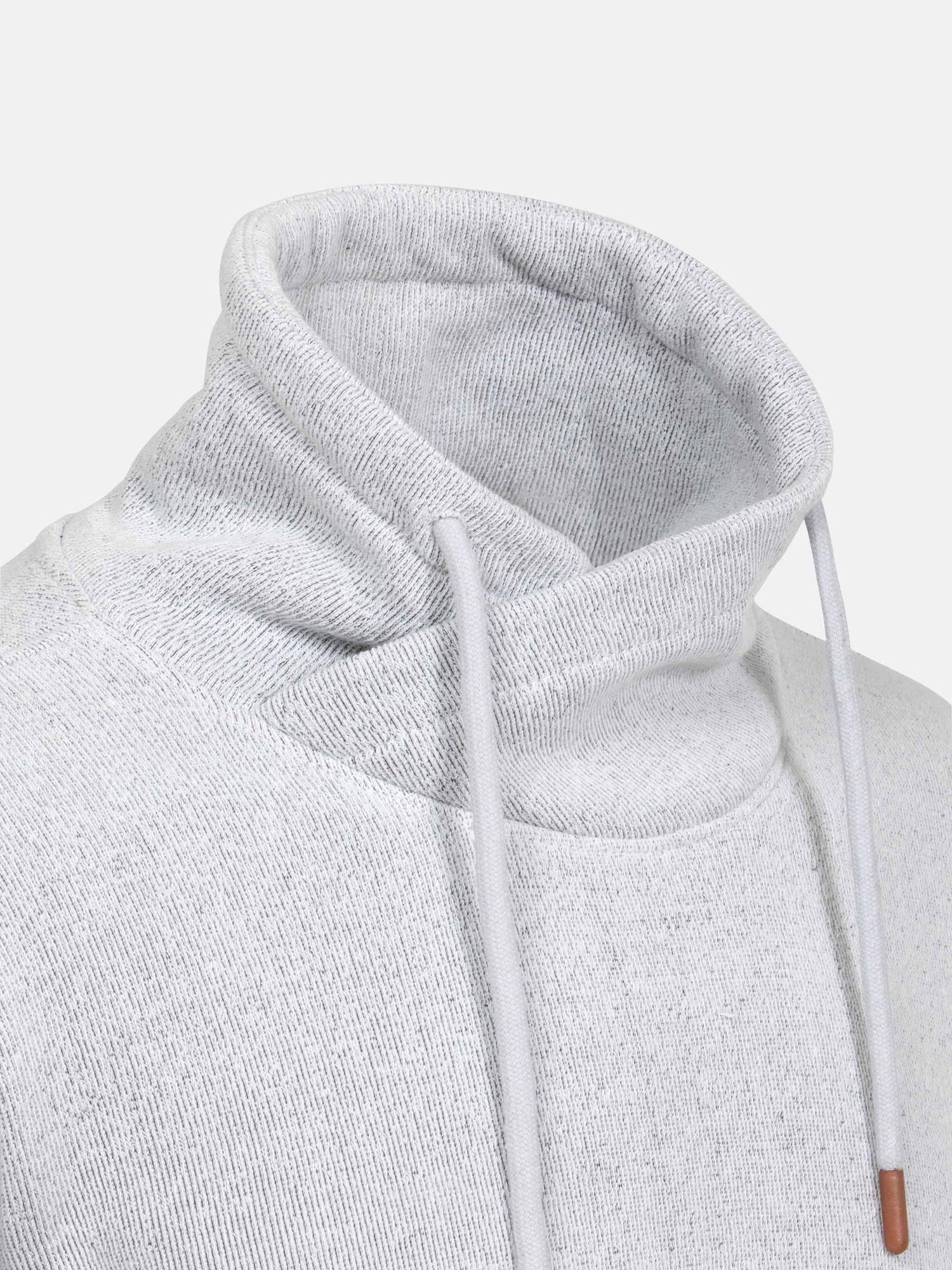 Close-up of a gray sweater with a white background