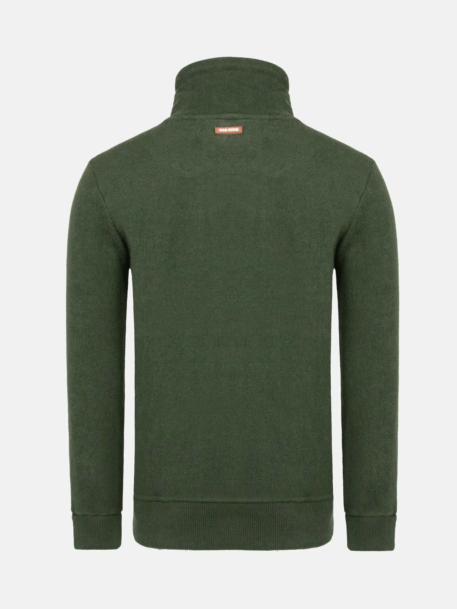 Khaki half-zip sweatshirt on a light gray background