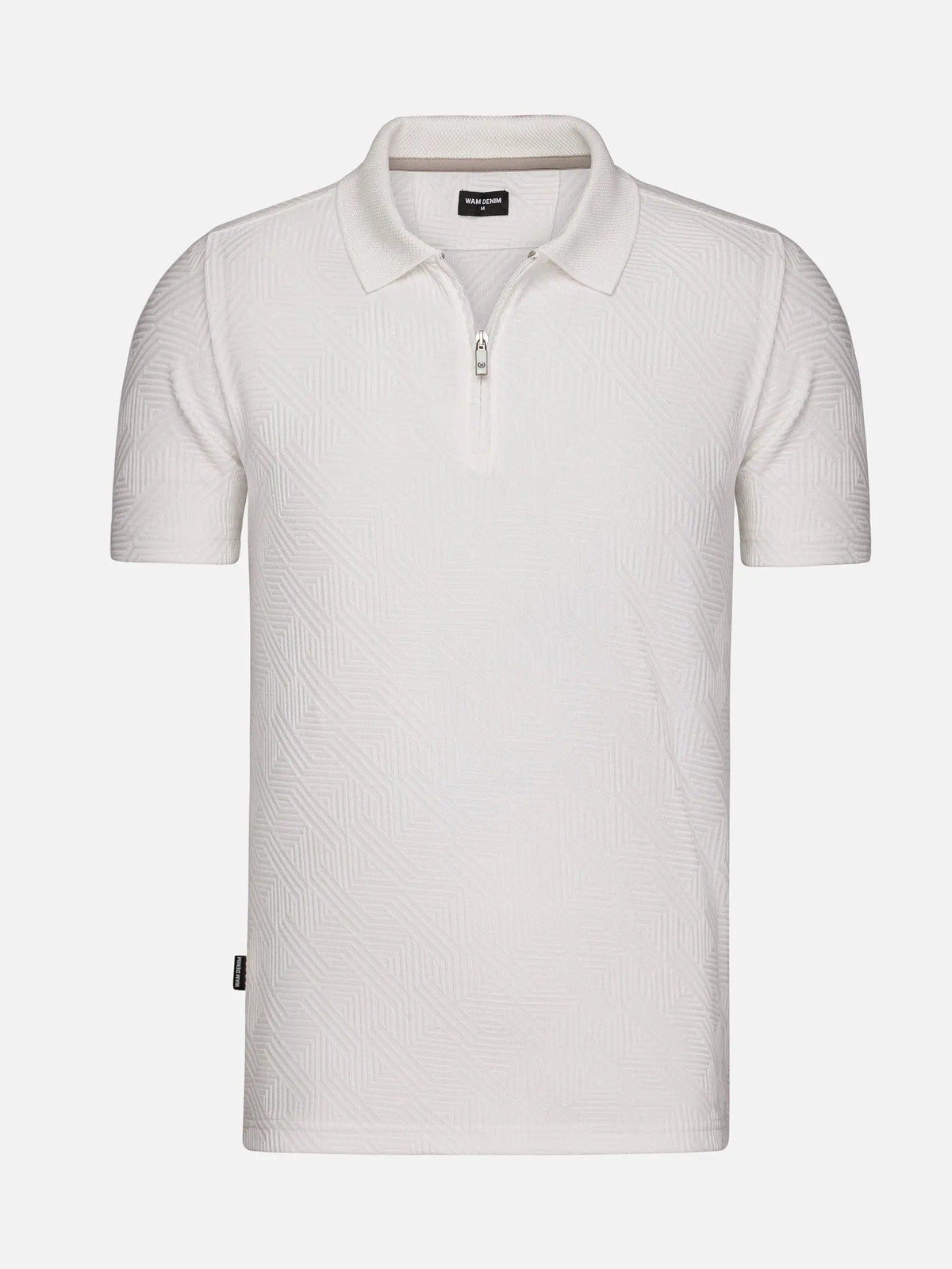 White, textured men's polo – Wam Denim.