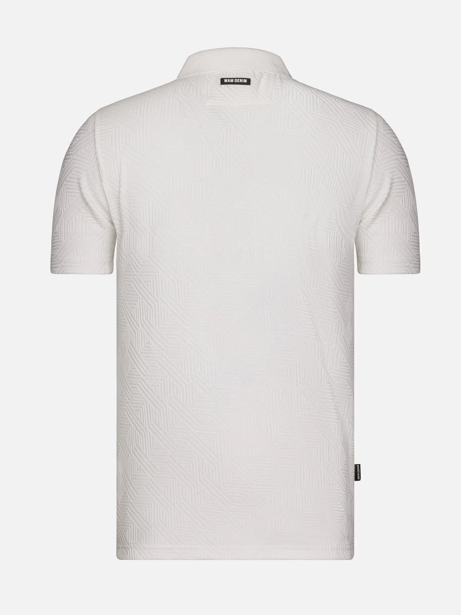 Back view of the white men's textured polo shirt – Wam Denim.