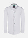 Full-length view of a white men's slim fit shirt – Wam Denim.