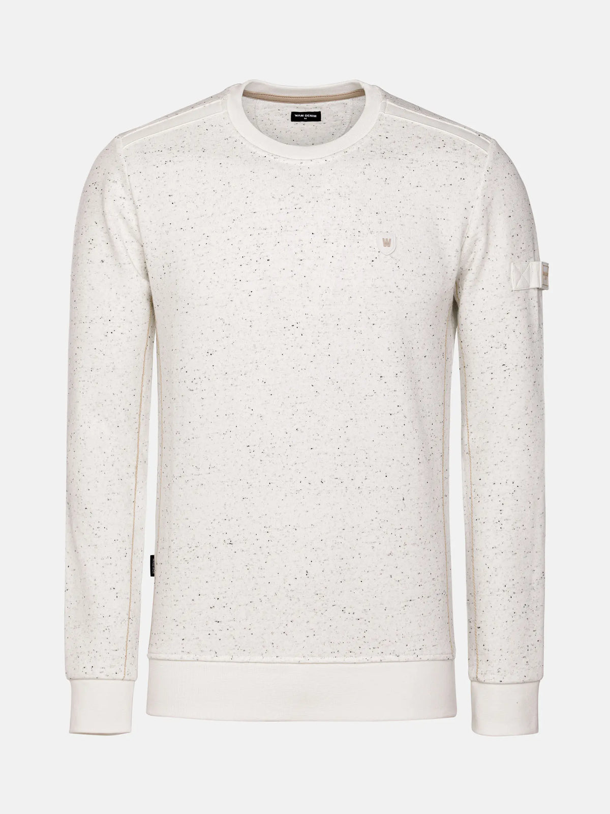 Off White sweater with subtle pattern on a white background