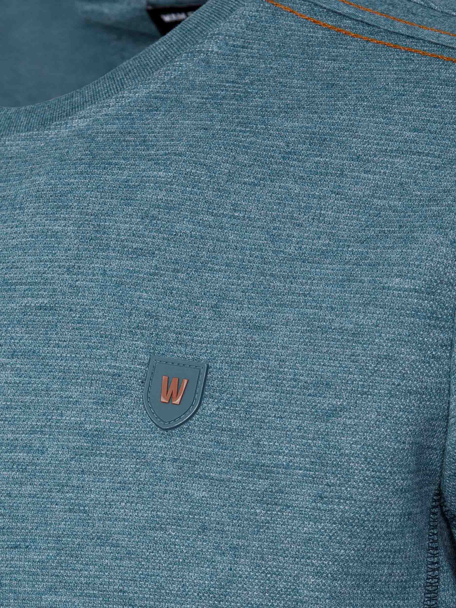 Stylish teal Rustic Petrol Sweater with logo detail. – Wam Denim.