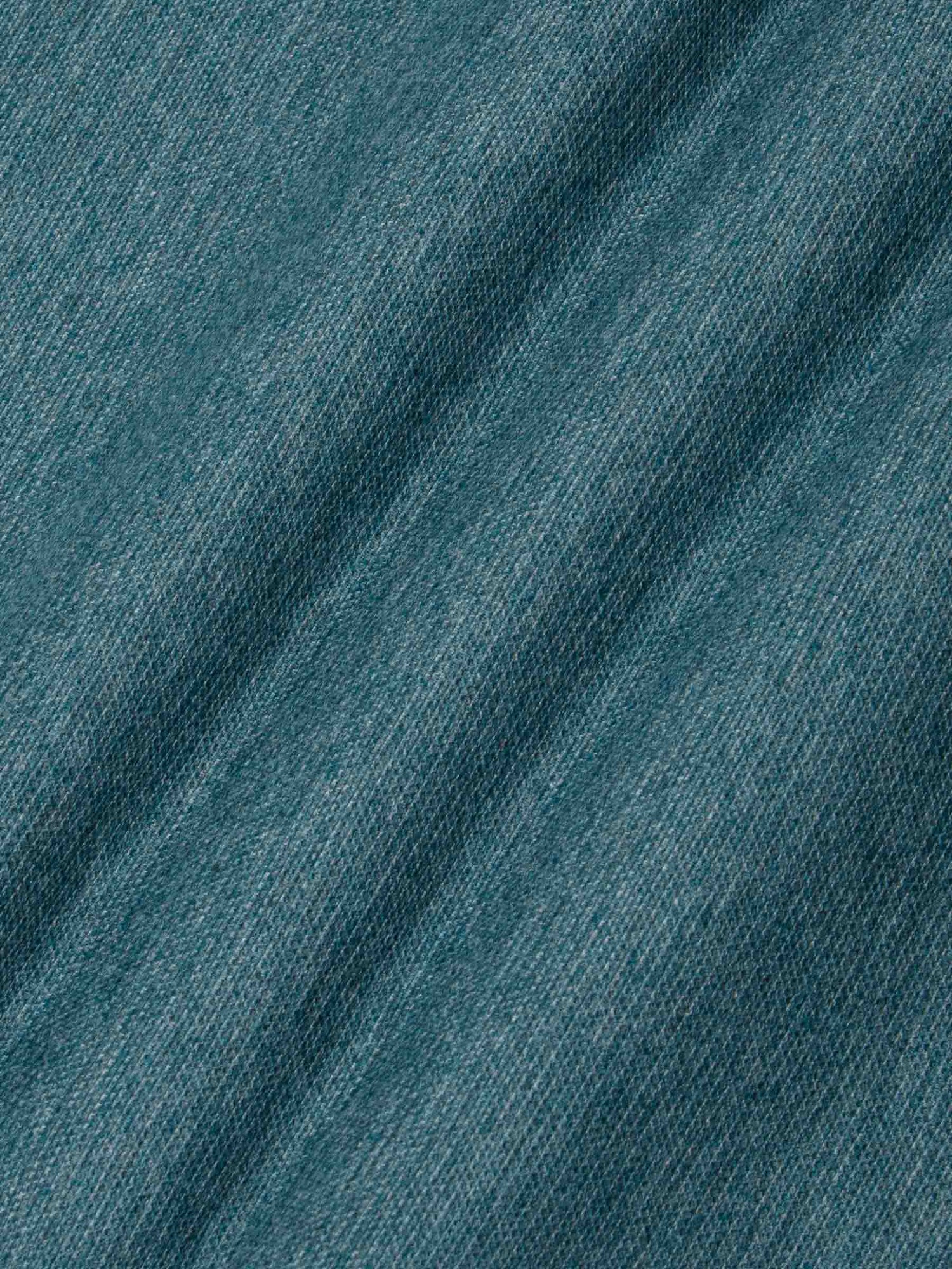 Teal textured fabric of Rustic Petrol Sweater close-up. – Wam Denim.