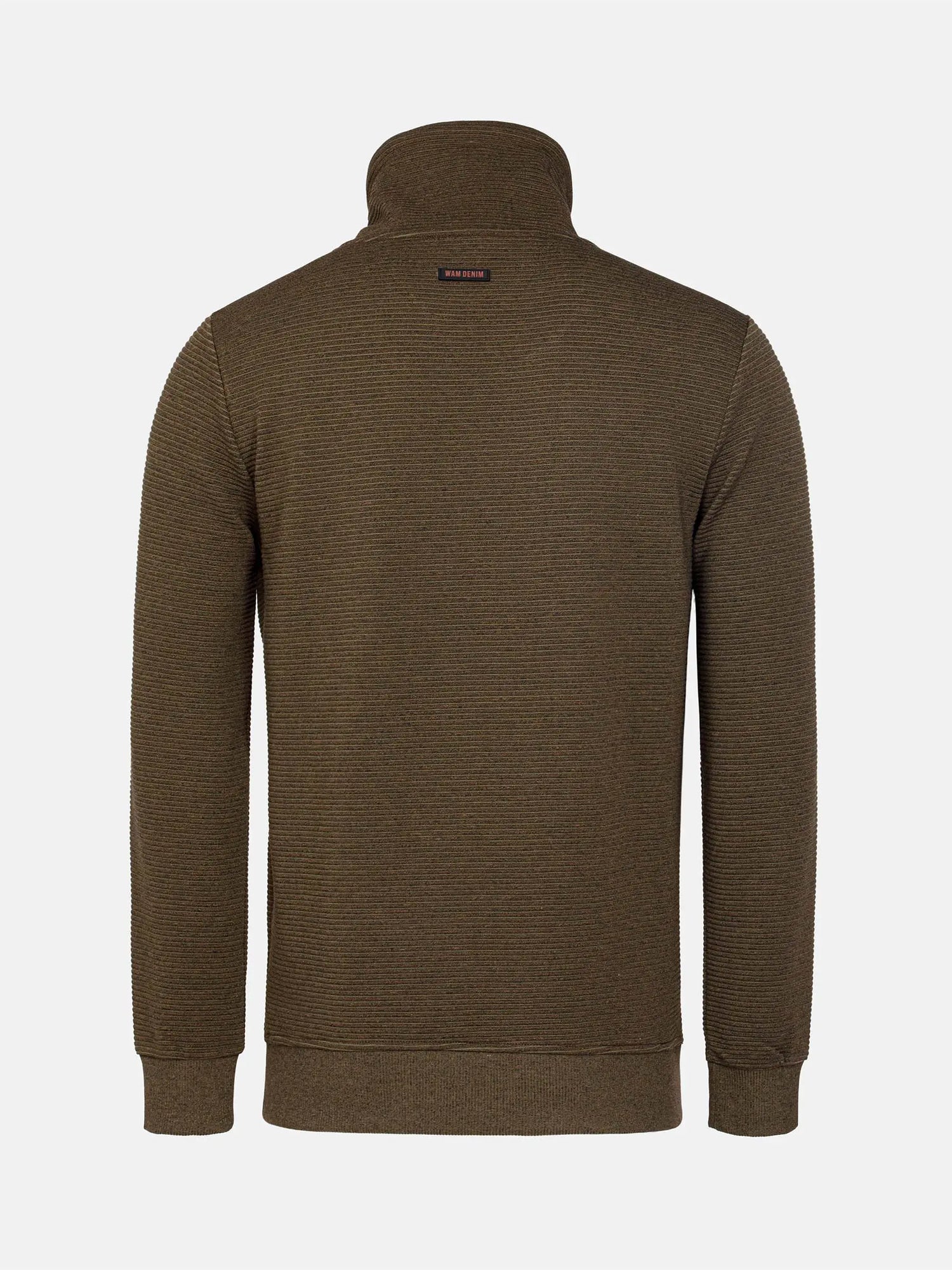 Khaki textured men's cowl neck sweater with drawstrings – Wam Denim.