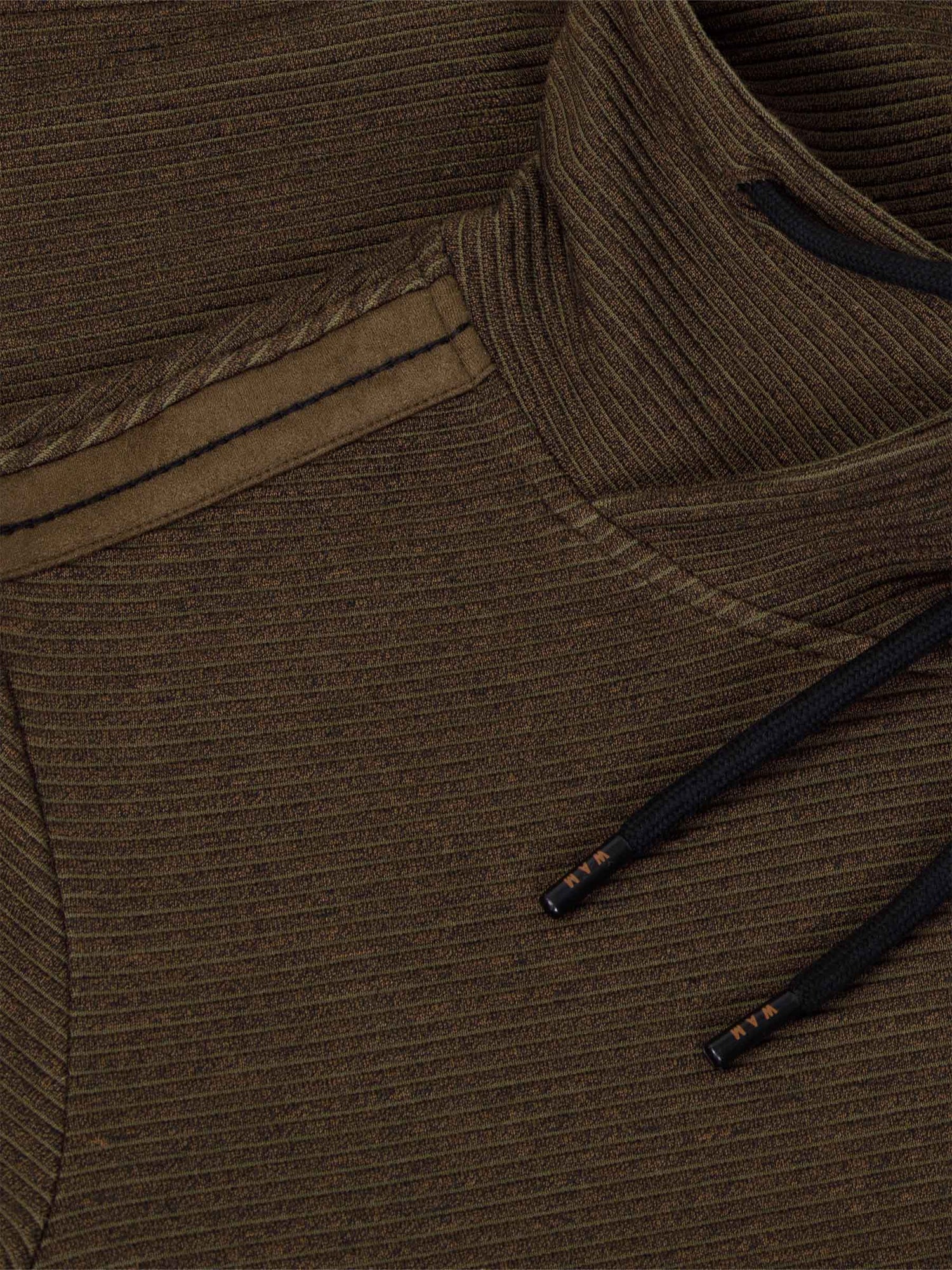 Close-up of the shoulder detail on the cowl neck sweater – Wam Denim.