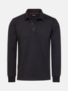 The Zeal Black Sweater, long-sleeve polo-style knit with buttoned collar and ribbed cuffs – Wam Denim.