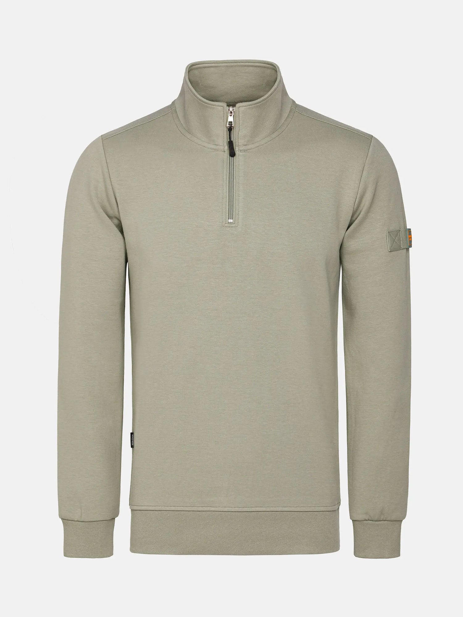 Light Green Sweater with a quarter zip on a white background