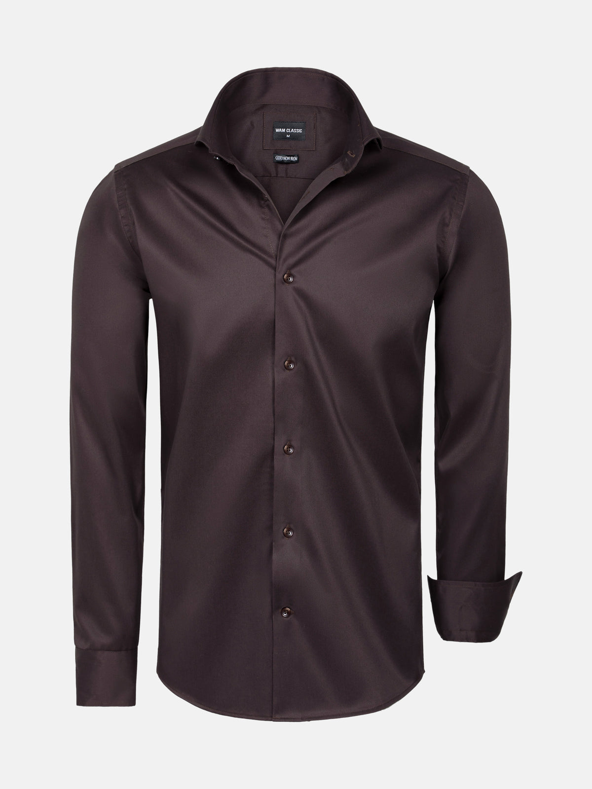 Brown tailored fit men’s shirt with long sleeves and classic collar