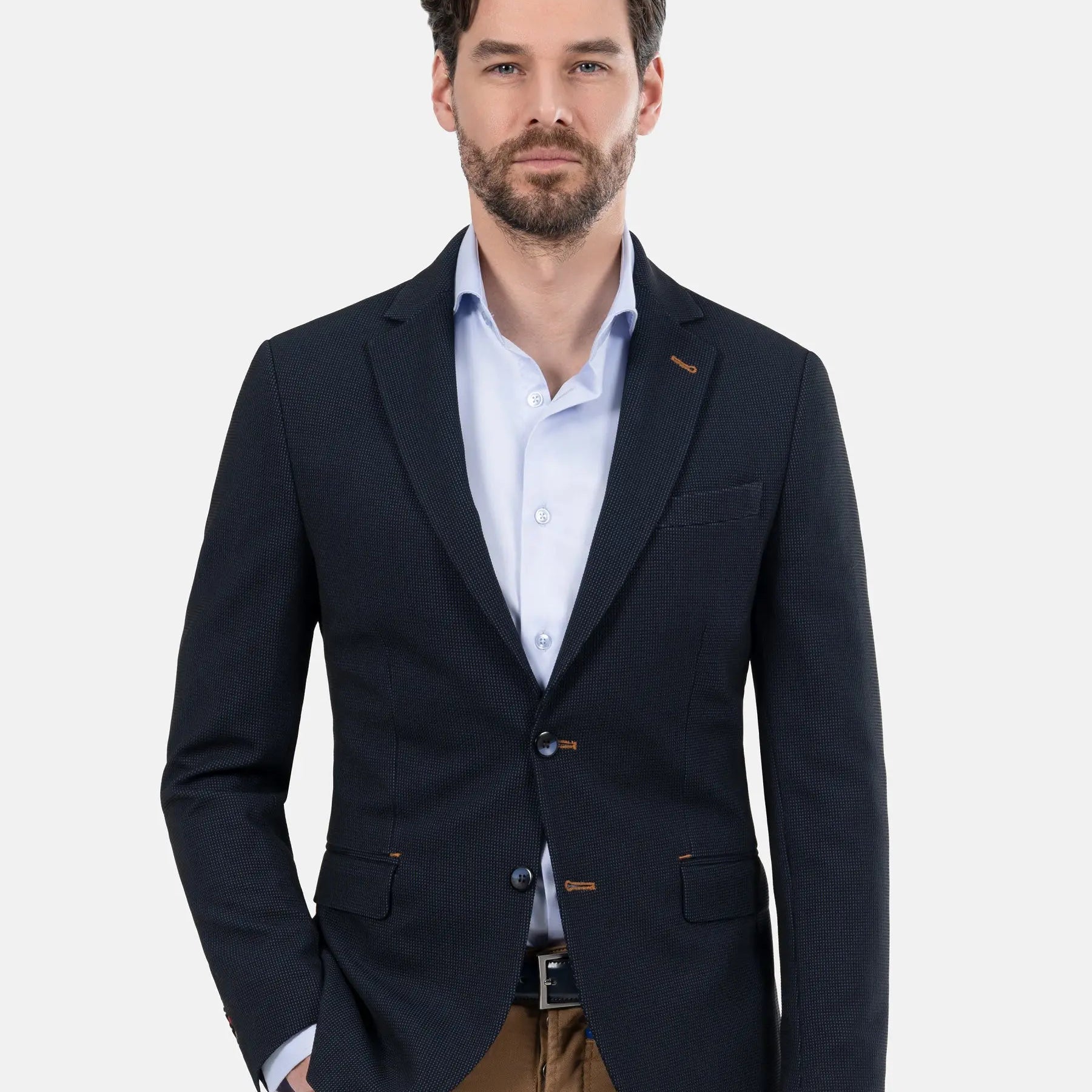 Italy Stretch Poly Light Indigo Blazer 62
