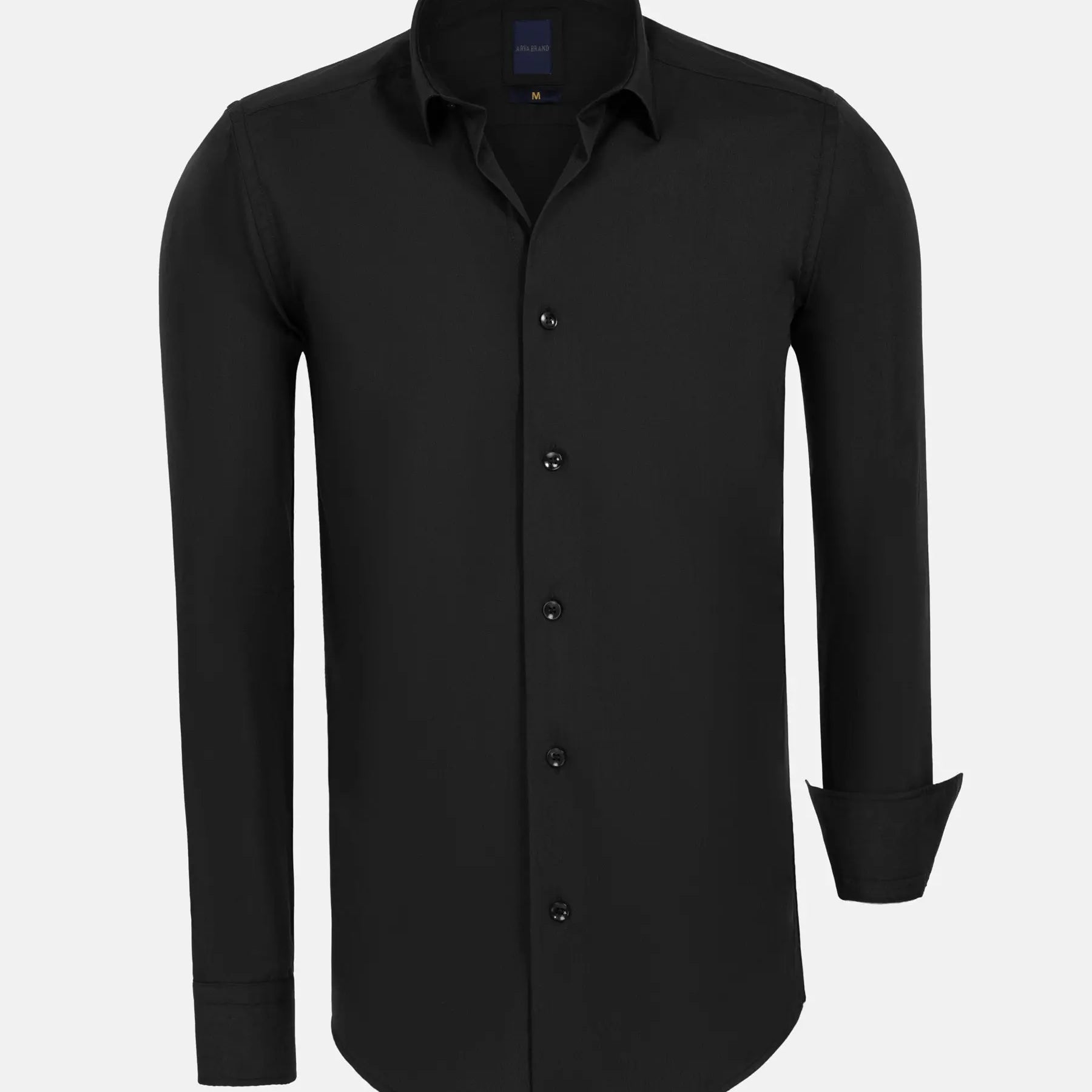 Leira Solid Black Long Sleeve Shirt 6XL