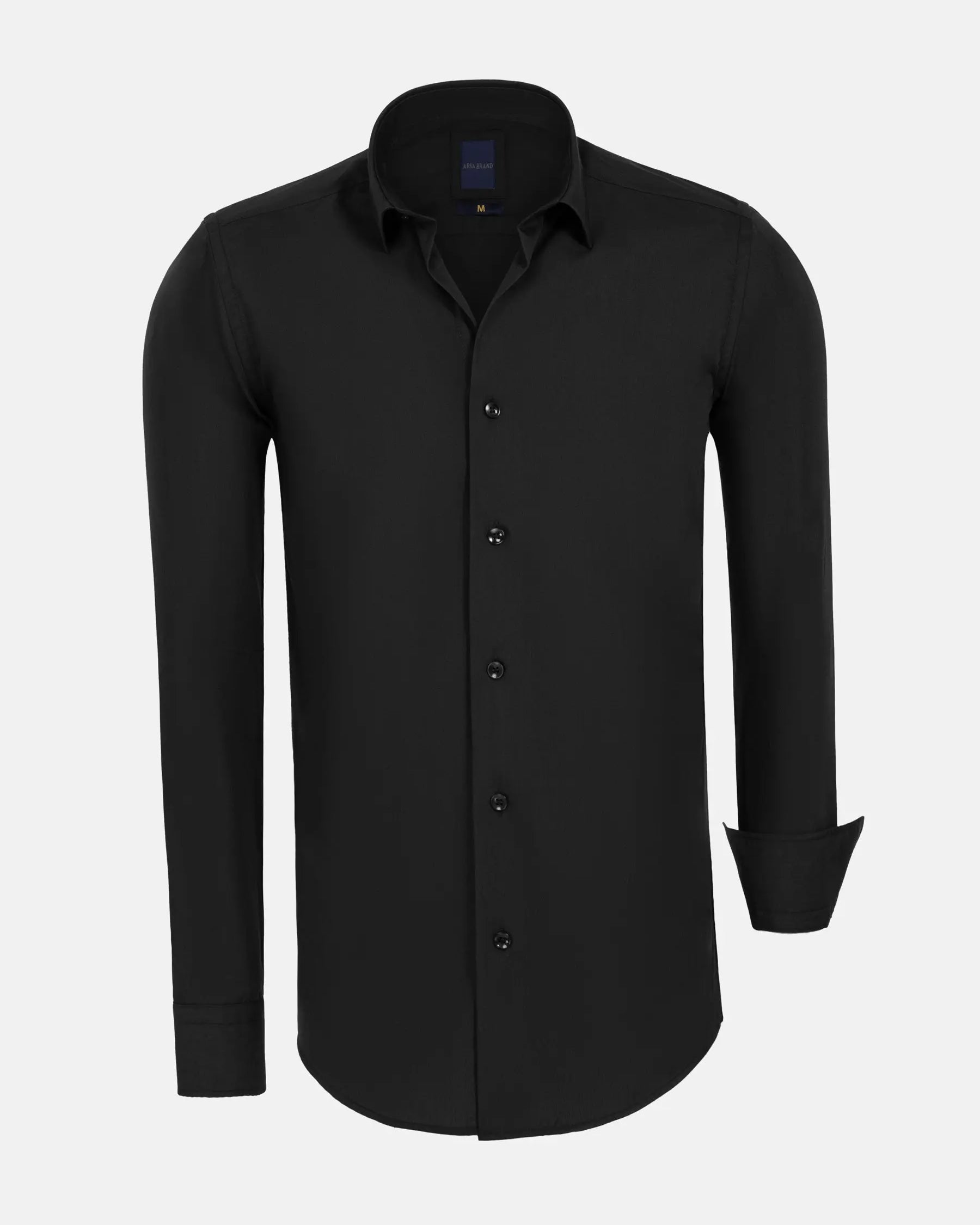 Leira Solid Black Long Sleeve Shirt 6XL