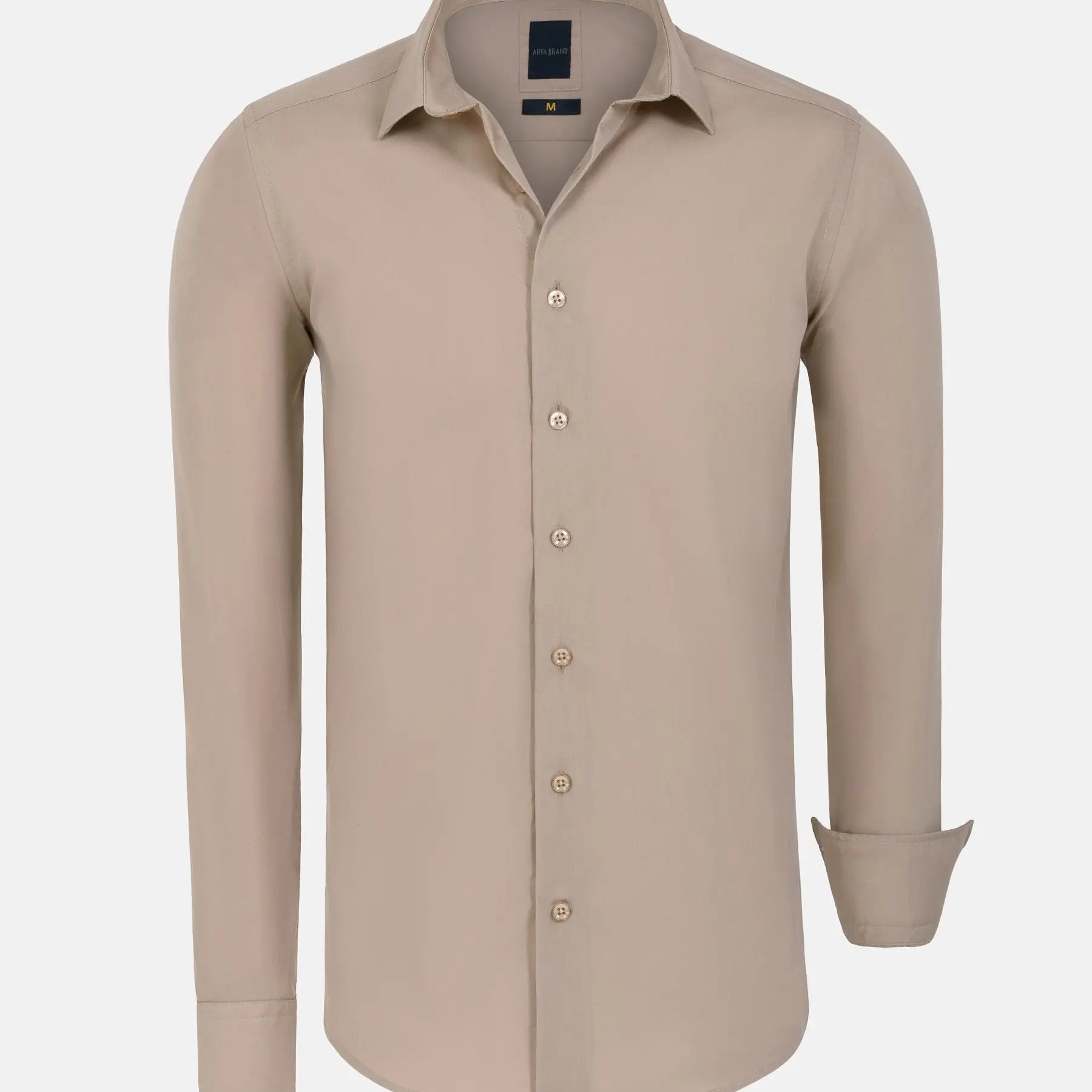 Leira Solid Beige Long Sleeve Shirt 6XL