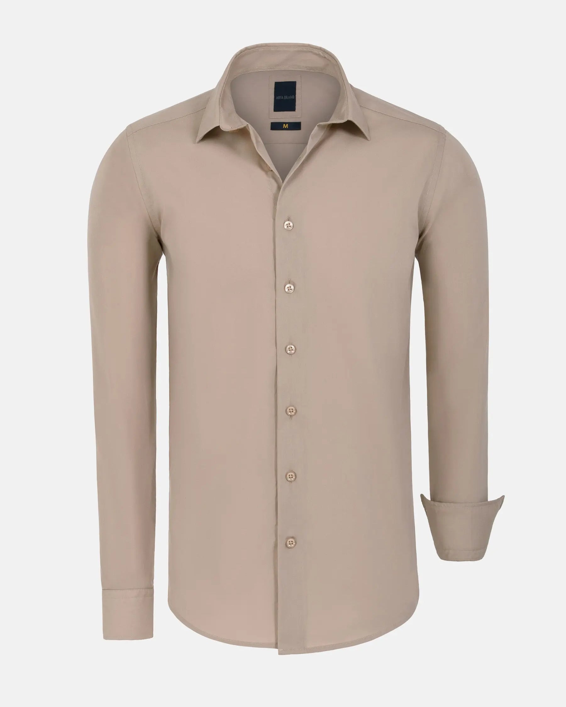 Leira Solid Beige Long Sleeve Shirt 6XL