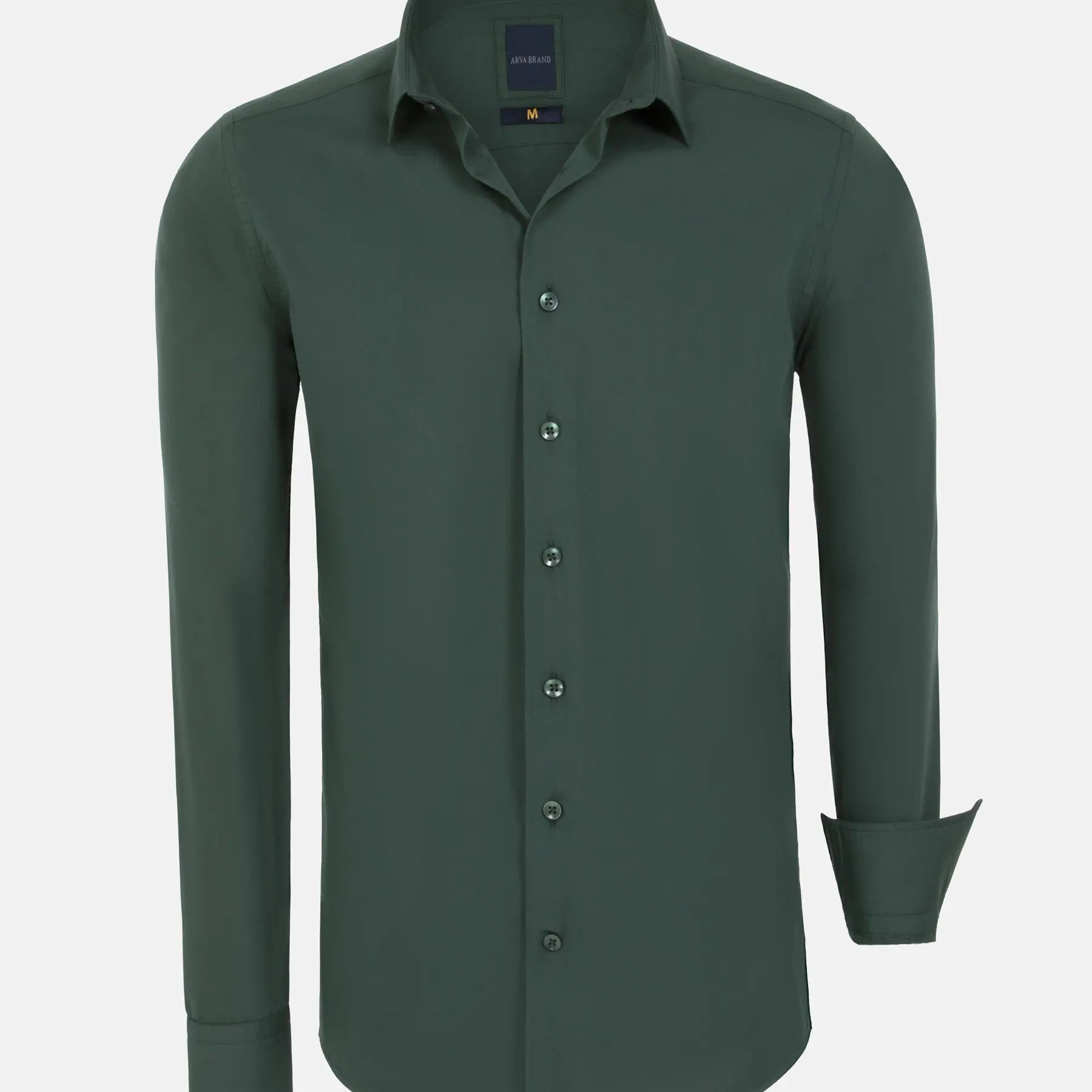 Leira Solid Dark Green Long Sleeve Shirt 6XL