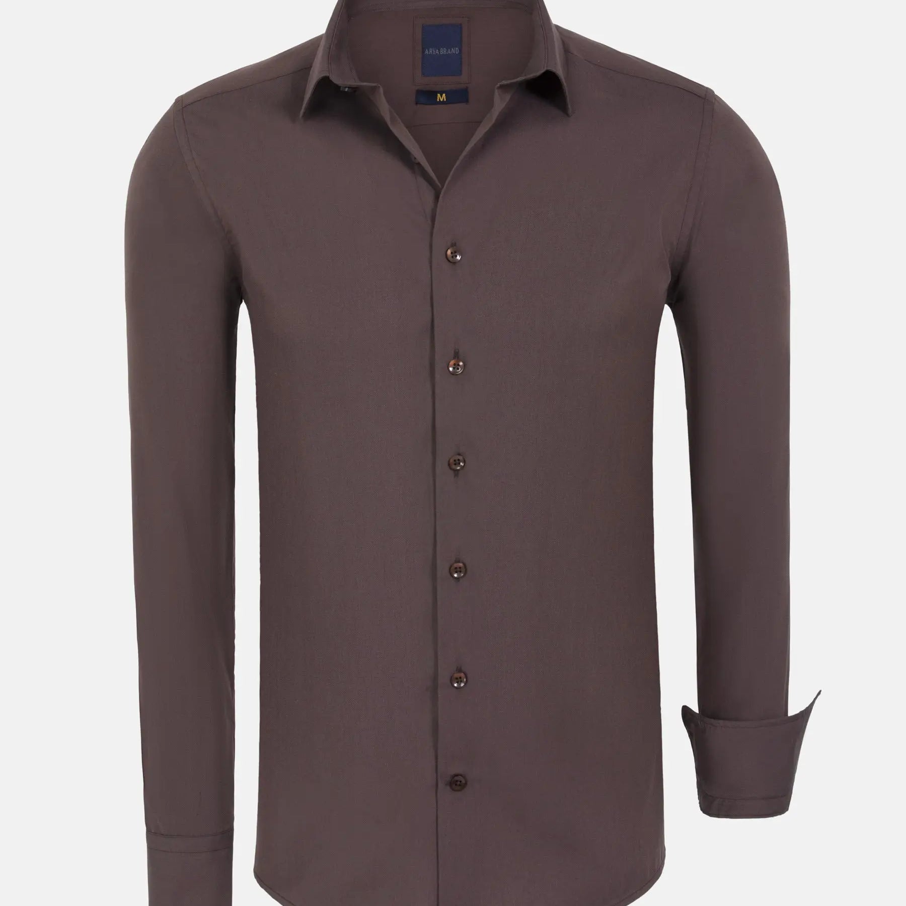 Leira Solid Brown Long Sleeve Shirt 6XL