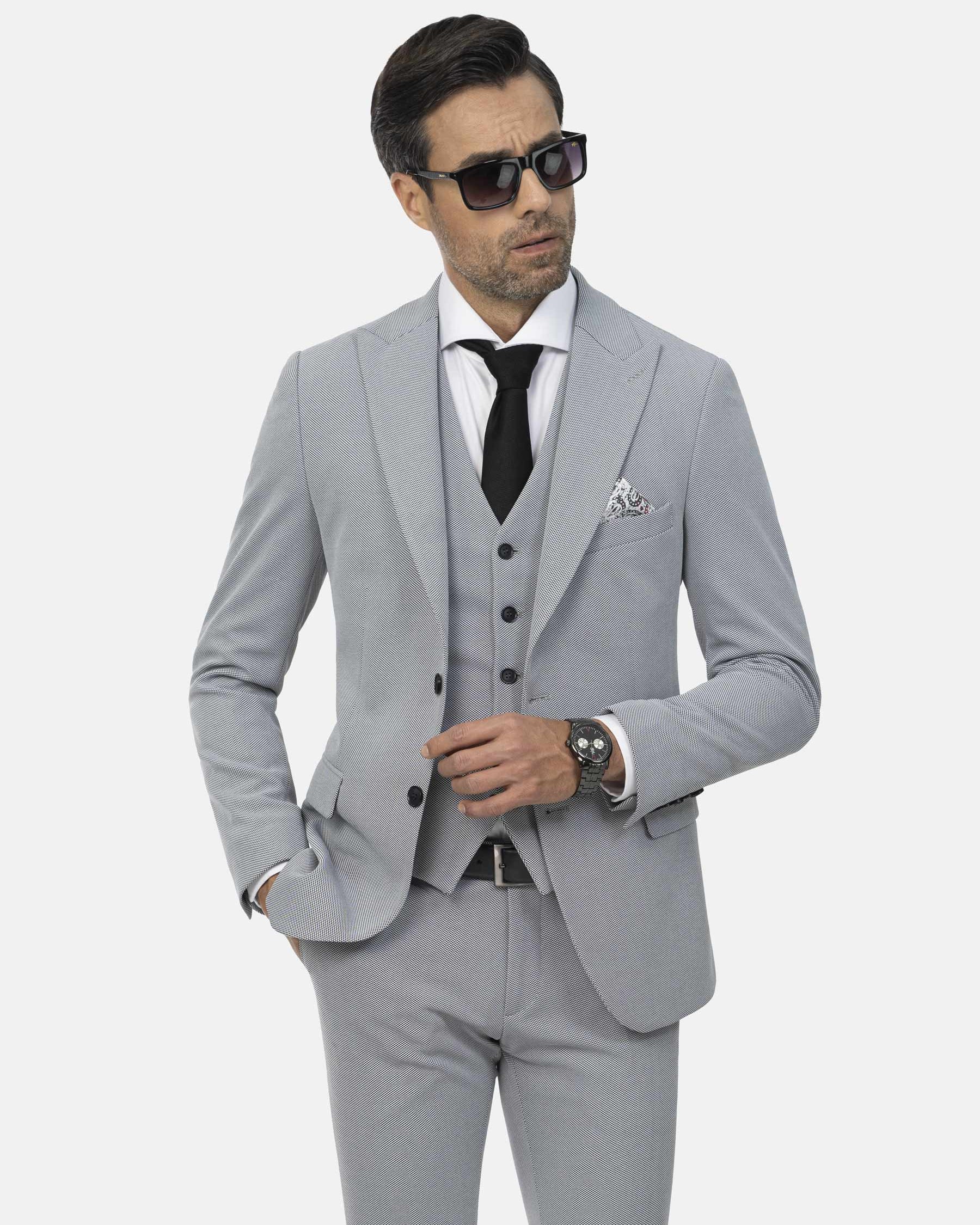Nolan Peak Lapel Grey Blazer 60