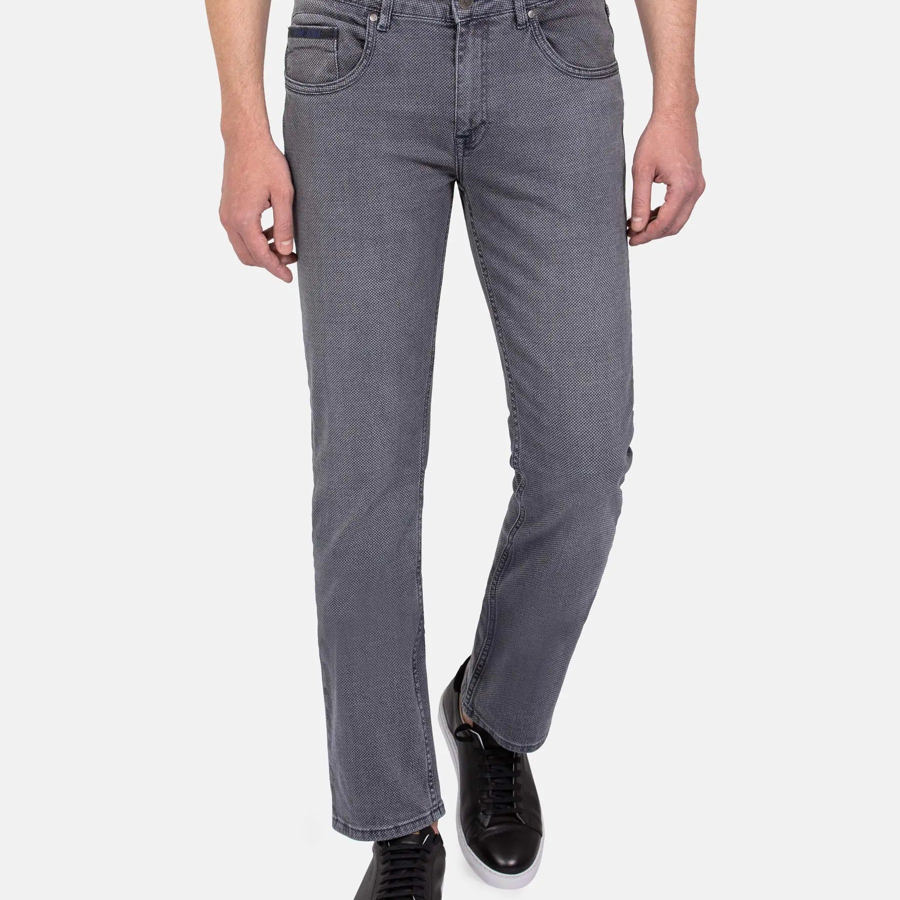 Lombardo Regular Fit Textured Anthrite Jeans 38-32