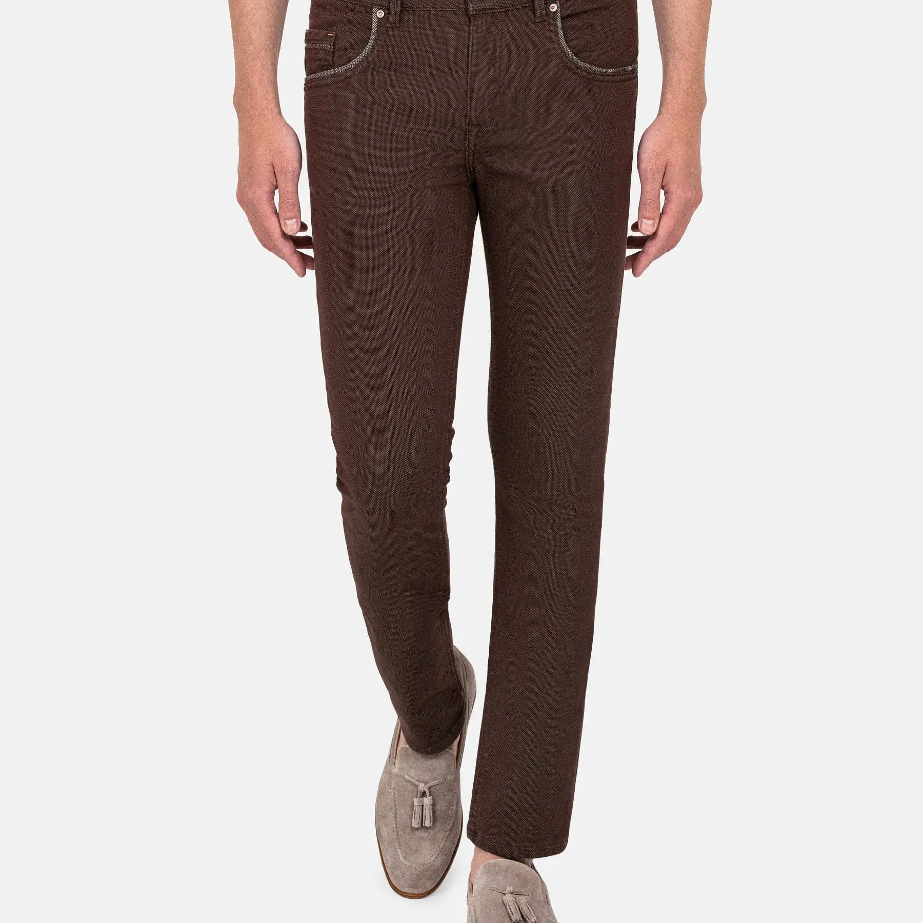 Swindon Stretch Slim Fit Brown Jeans 38-32