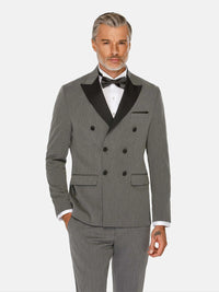 Slim Fit Double Breasted Grey Blazer 56