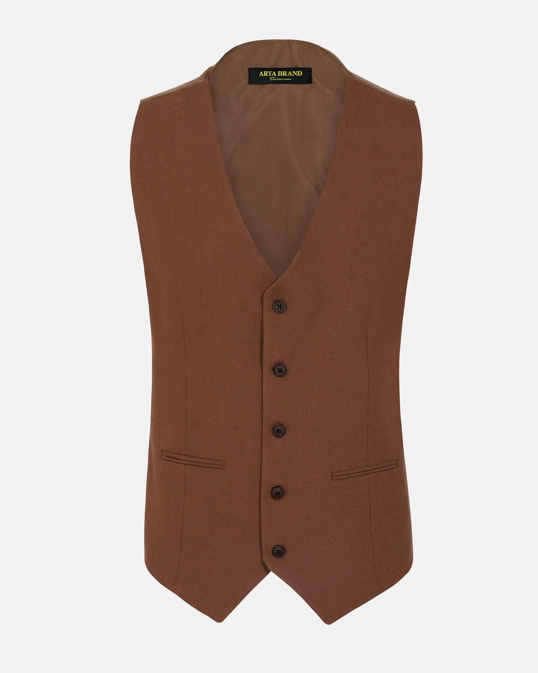 Slim Fit Textured Brown Vest 60