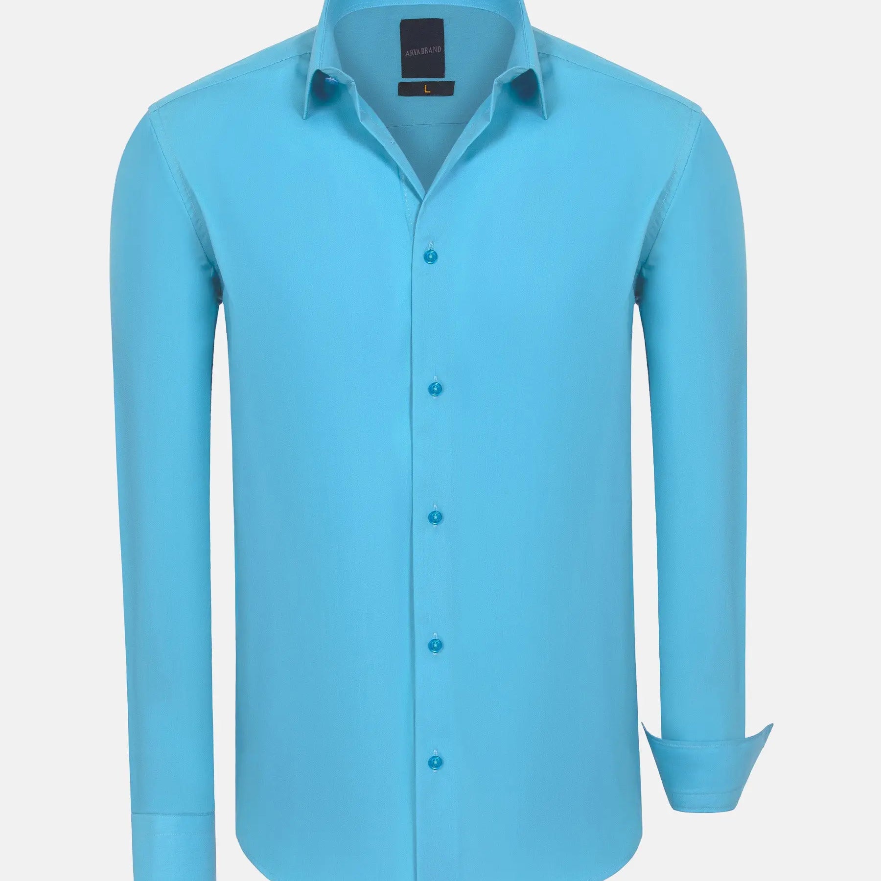 Leira Solid Turquoise Long Sleeve Shirt 6XL