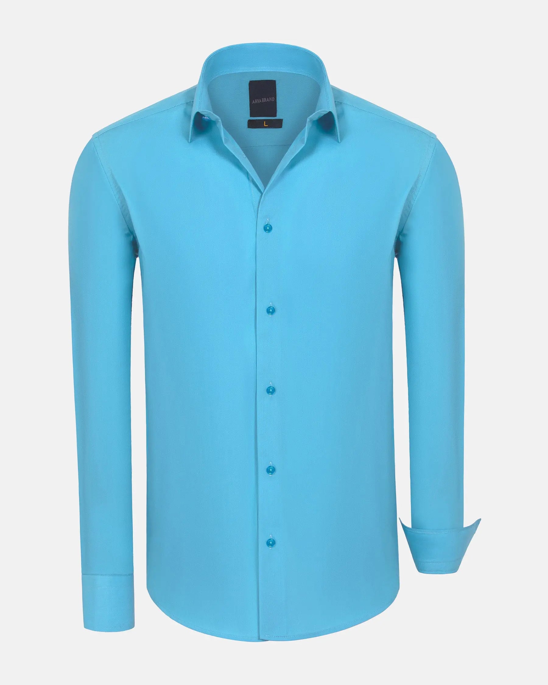 Leira Solid Turquoise Long Sleeve Shirt 6XL