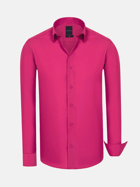 humoresque stand collar shirt ／fuchsia Mens Dress Shirt Fuchsia Hot Pink Modern Fit Wrinkle-Free