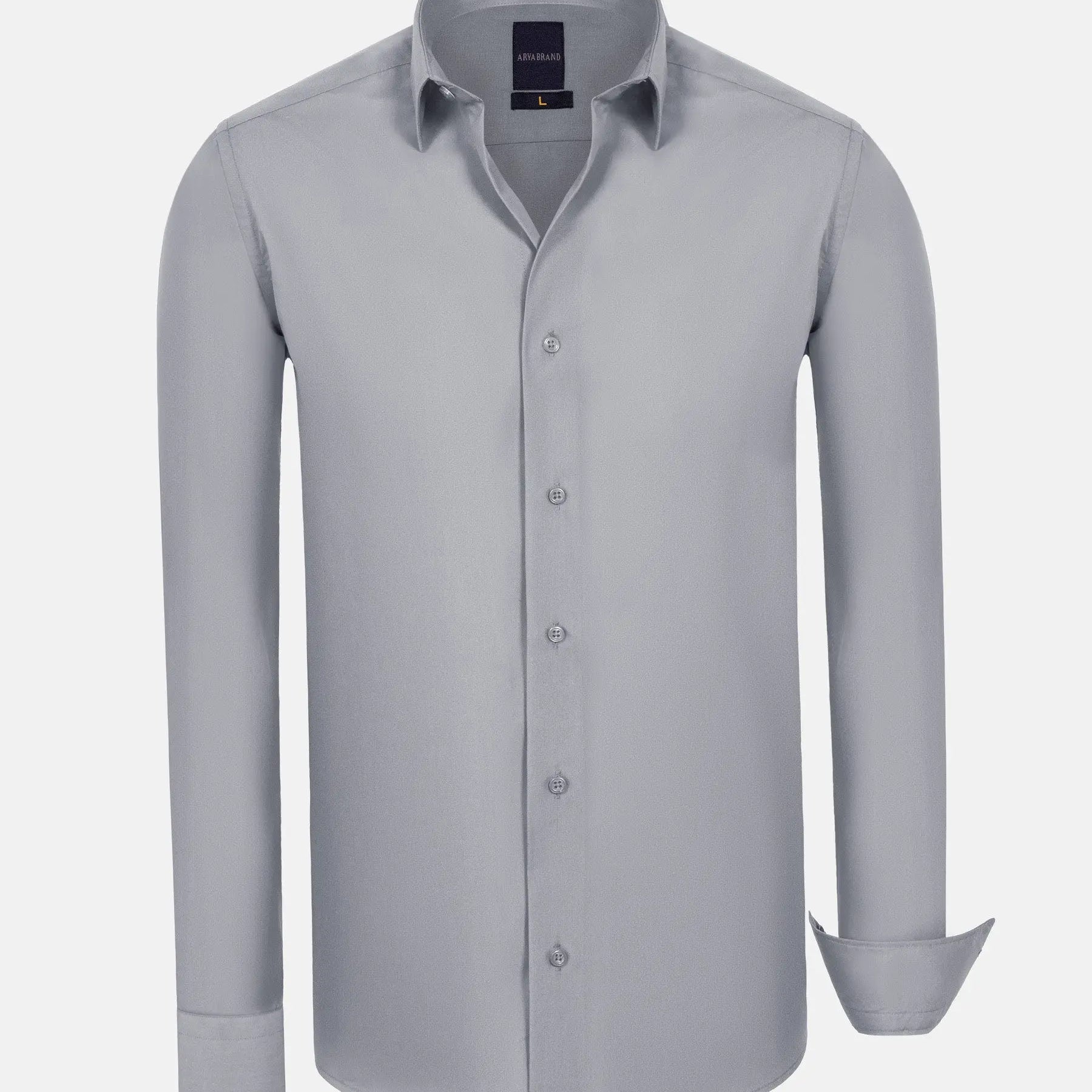 Leira Solid Grey Long Sleeve Shirt 6XL