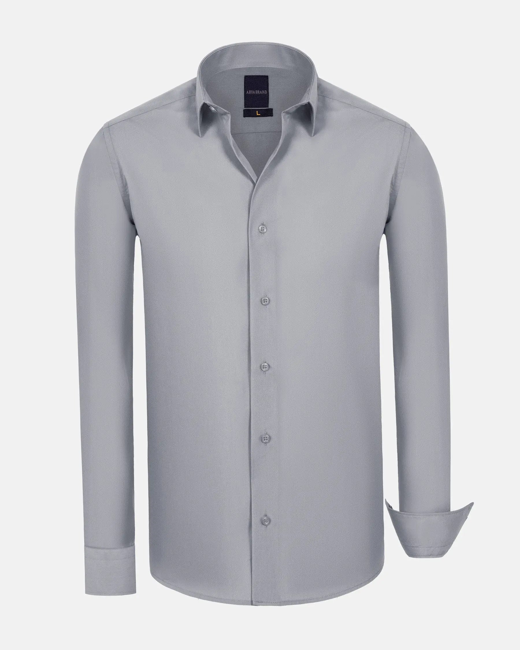 Leira Solid Grey Long Sleeve Shirt 6XL