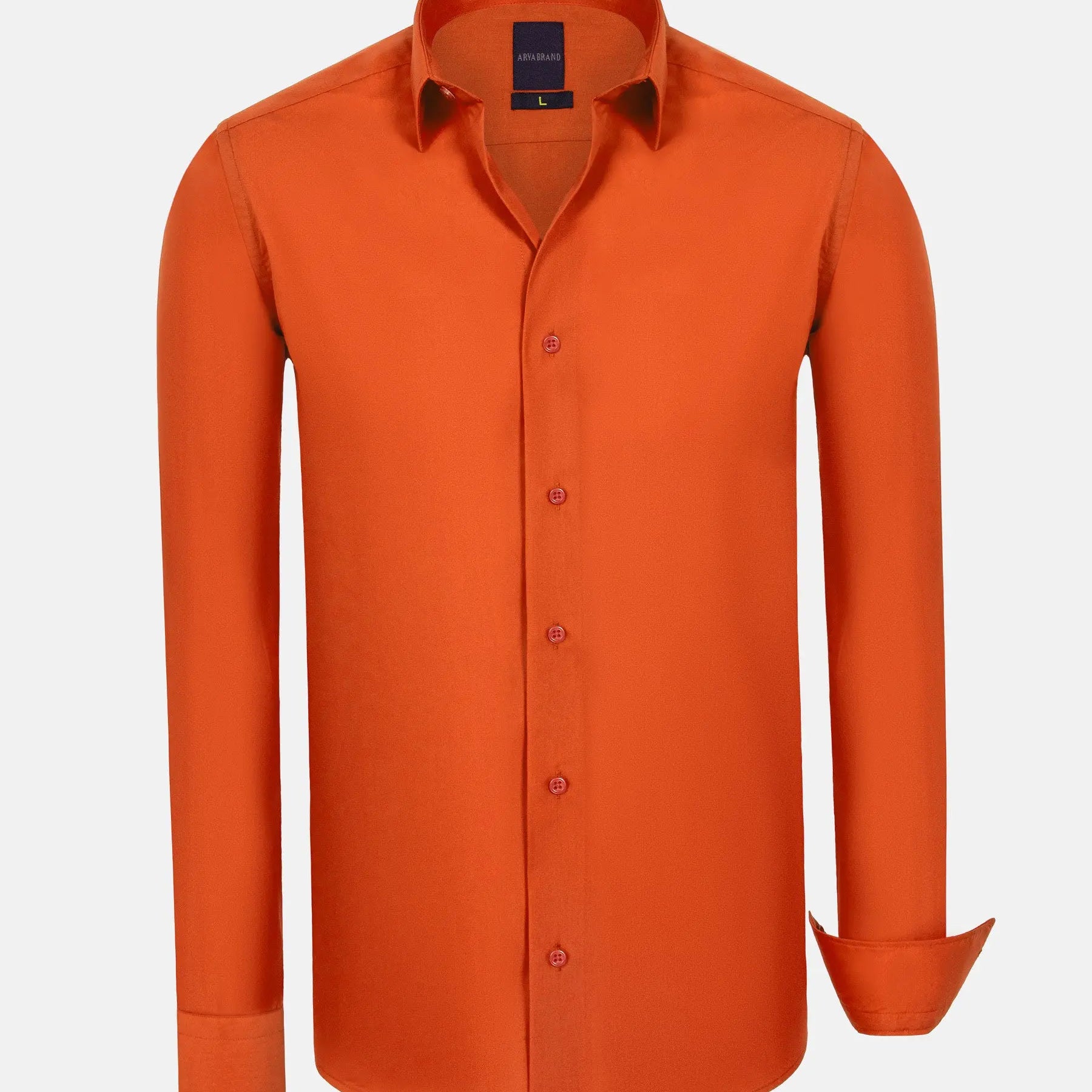 Leira Solid Dark Orange Long Sleeve Shirt 6XL
