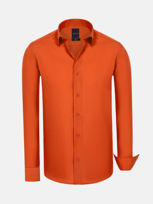Leira Solid Dark Orange Long Sleeve Shirt