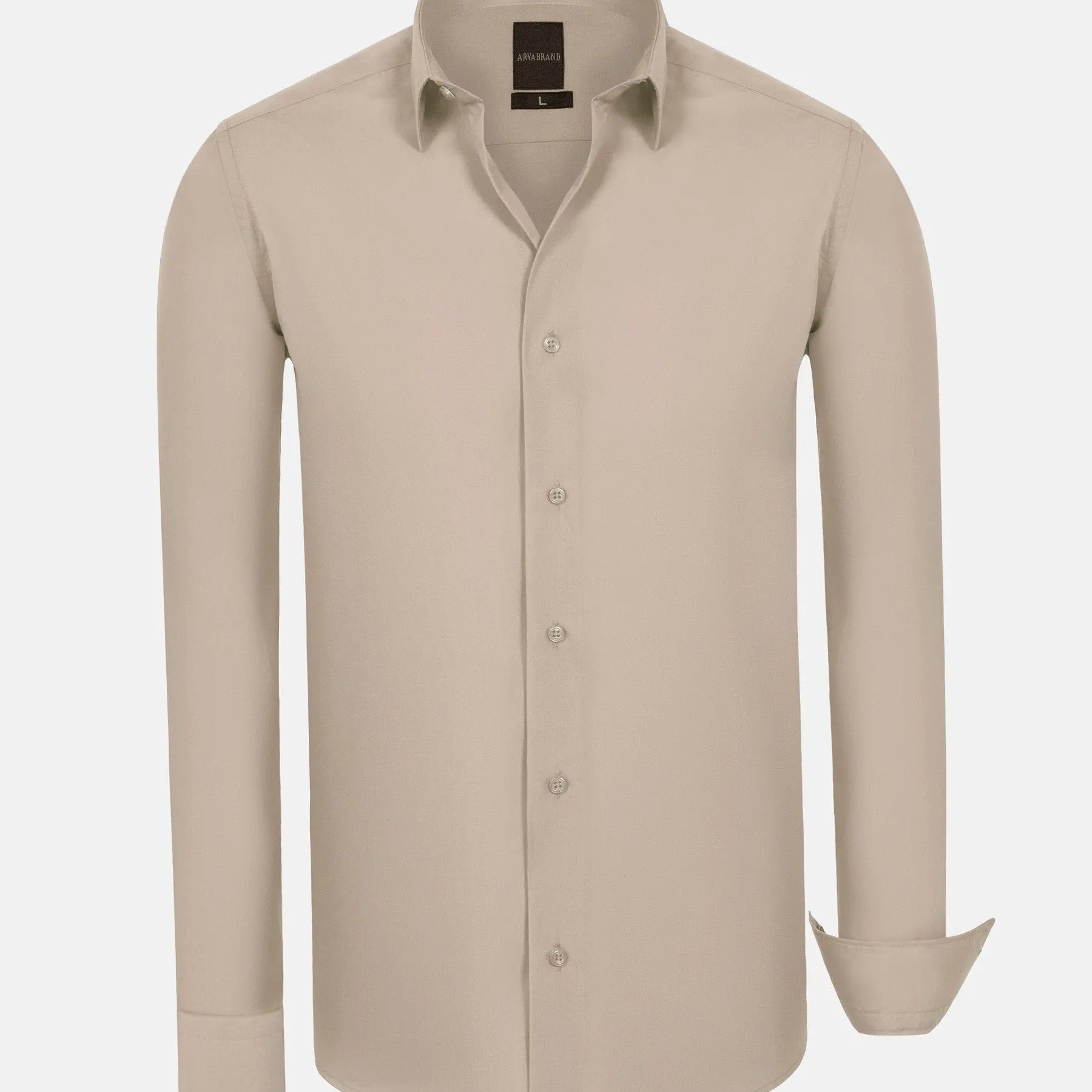 Leira Solid Light Beige Long Sleeve Shirt 6XL