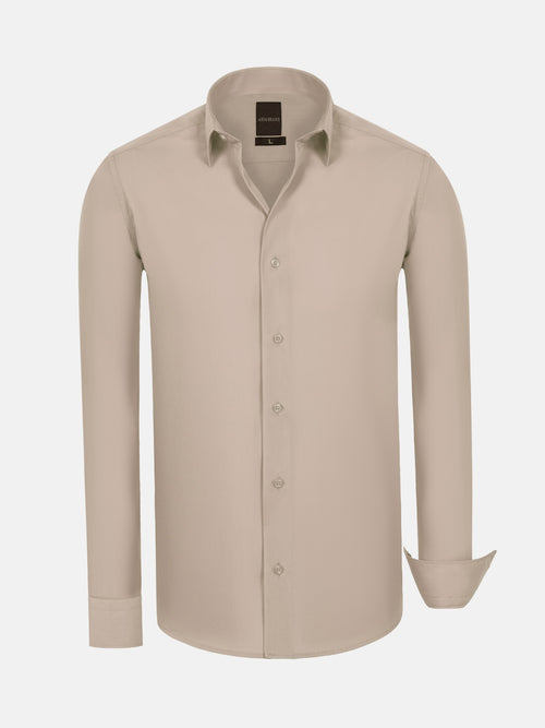 Leira Solid Light Beige Long Sleeve Shirt