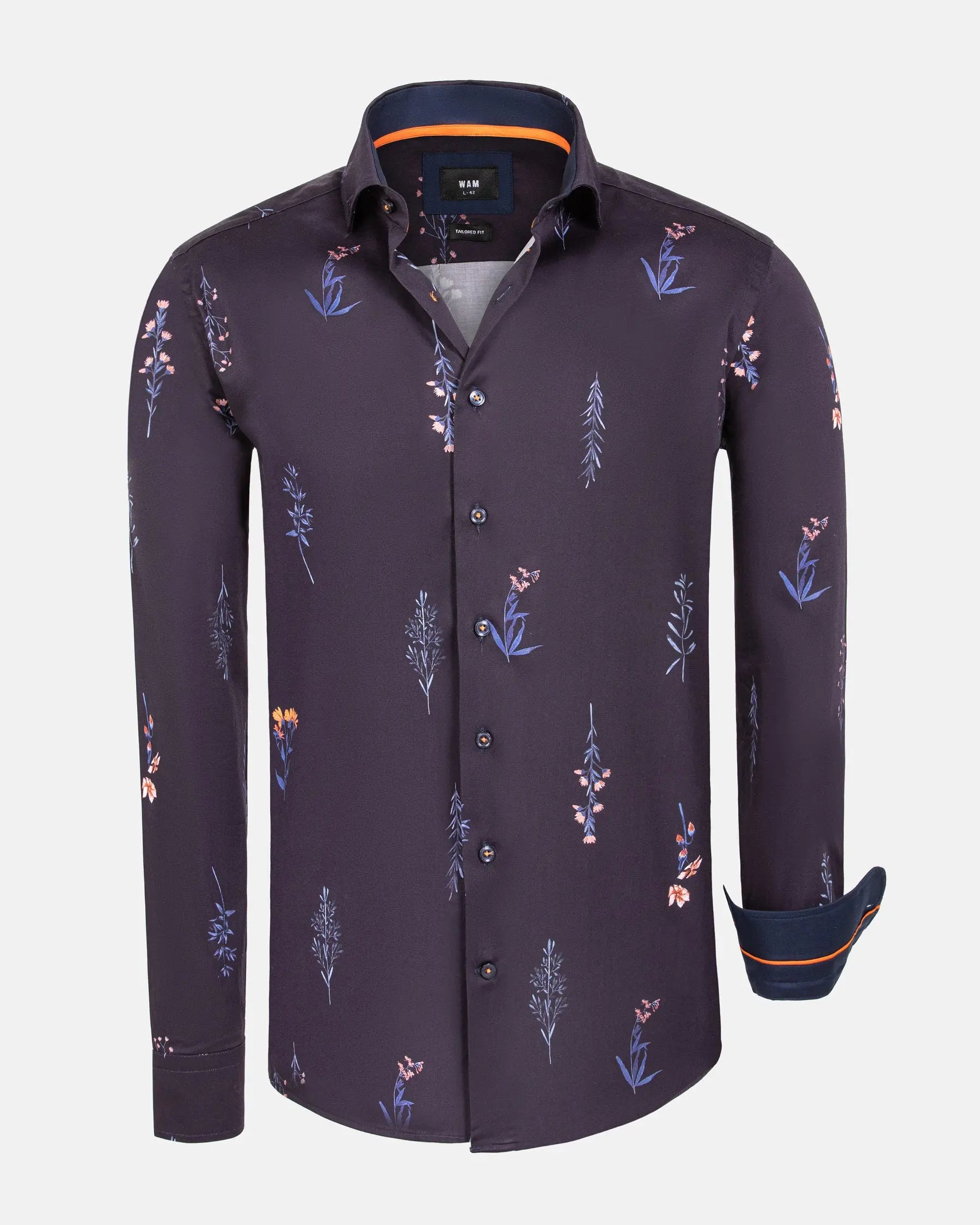Equinox Floral Print Navy Long Sleeve Shirt 6XL