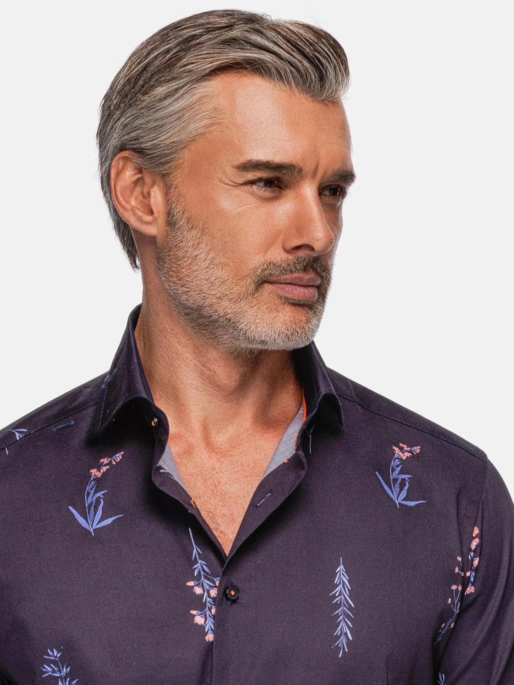 Equinox Floral Print Navy Long Sleeve Shirt 6XL