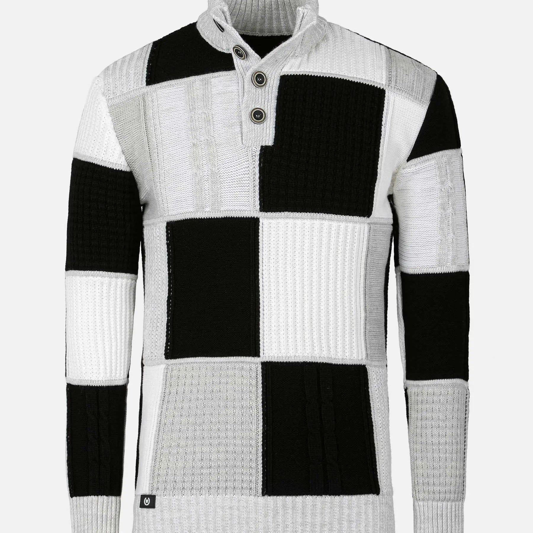 Cambridge Pattern Black White Knitwear 6XL