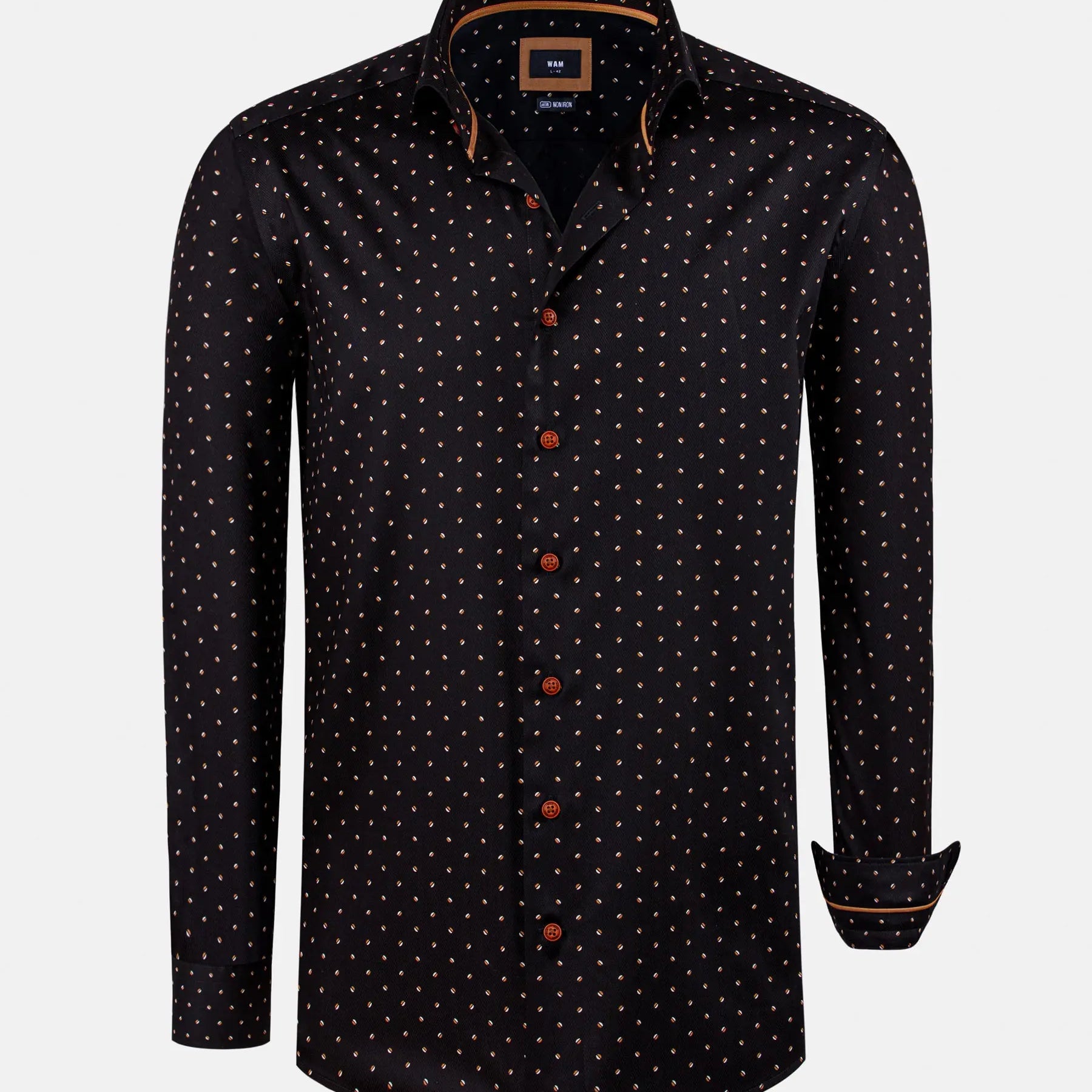 Verdantia Coffee Bean Pattern Black Long Sleeve Shirt 6XL