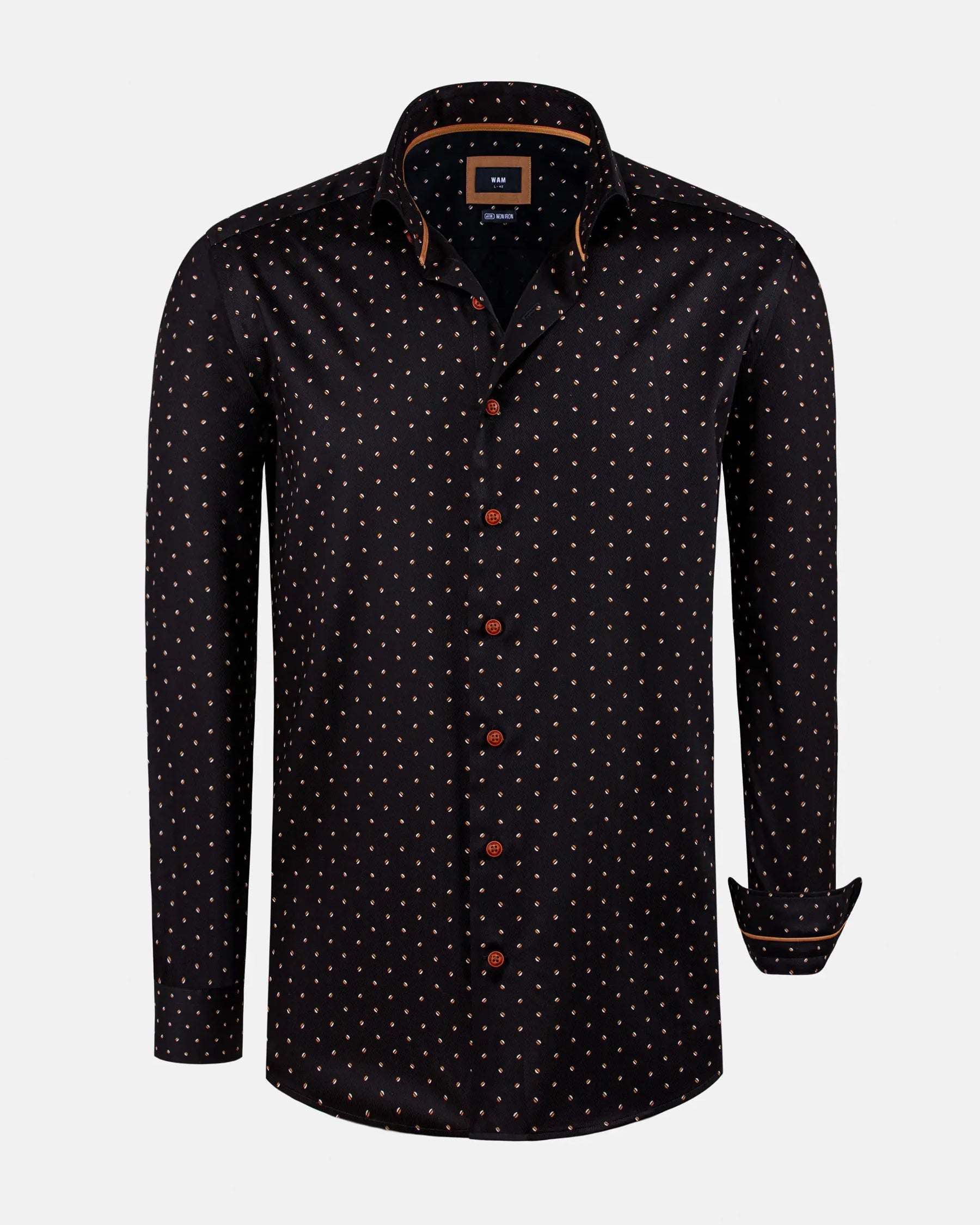 Verdantia Coffee Bean Pattern Black Long Sleeve Shirt 6XL